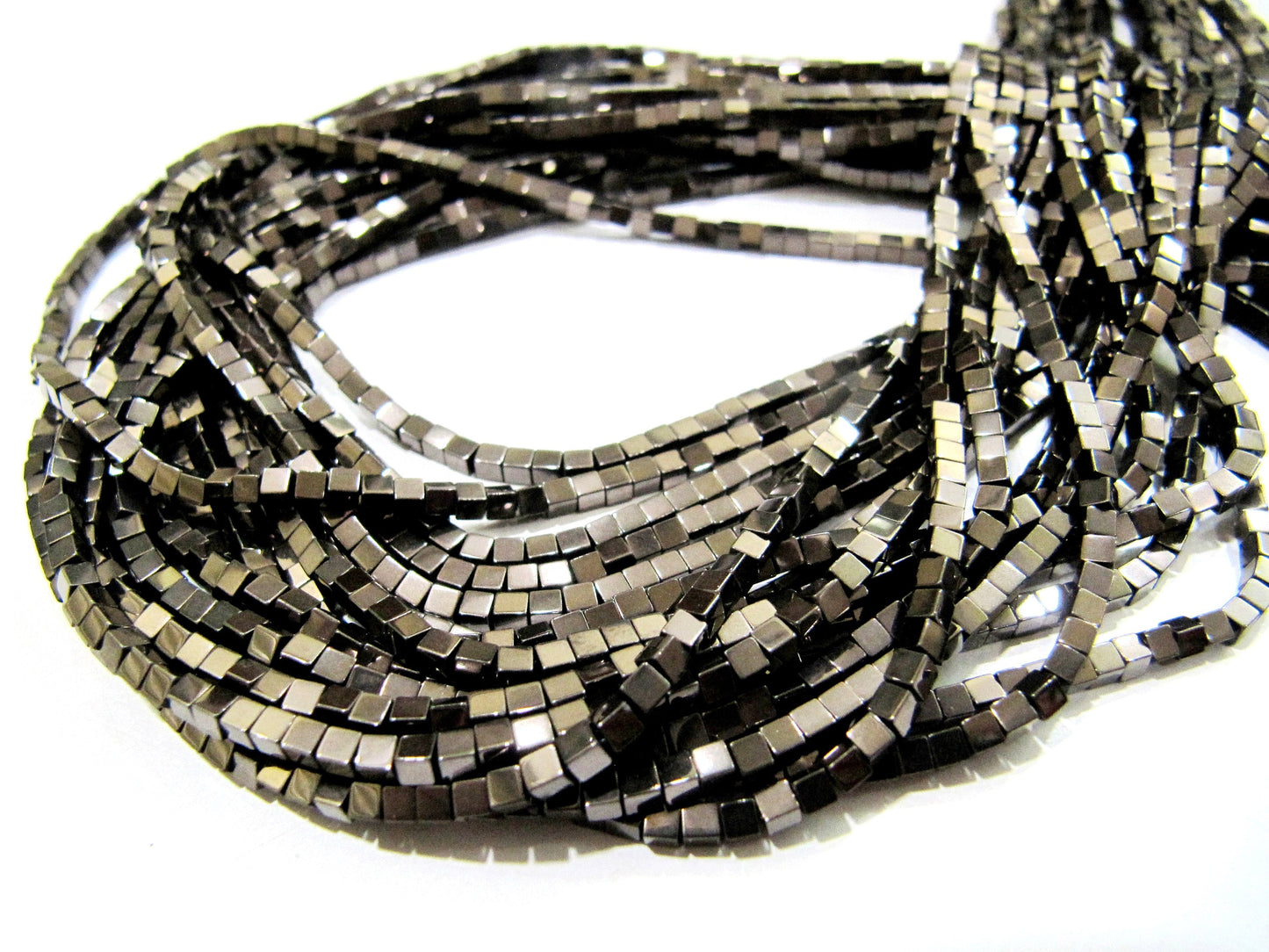 Natural Brown Hematite Cube Beads 2mm Size Strand 15-16 inch long Box Shape Semi Precious Gemstone Beads Wholesale Prices