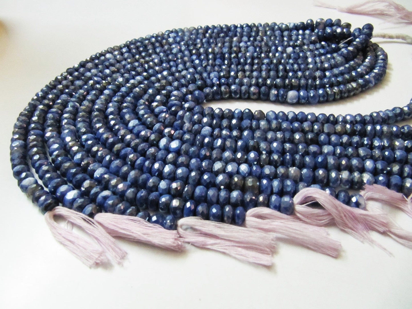 Natural Moonstone Mystic Coated Beads 8-9 mm Rondelle Faceted Blue Sapphire Color Gemstone Beads Strand 7 inches Long