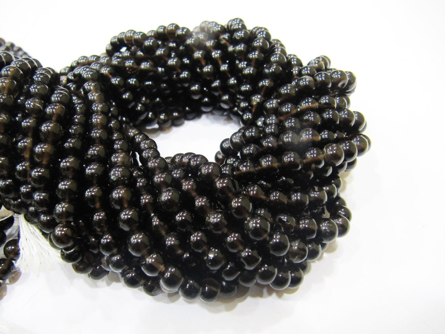 Natural Smoky Quartz Round Plain Smooth 5 to 6mm best Quality Beads Strand 13 inches Long Jewelry making gemstone beads