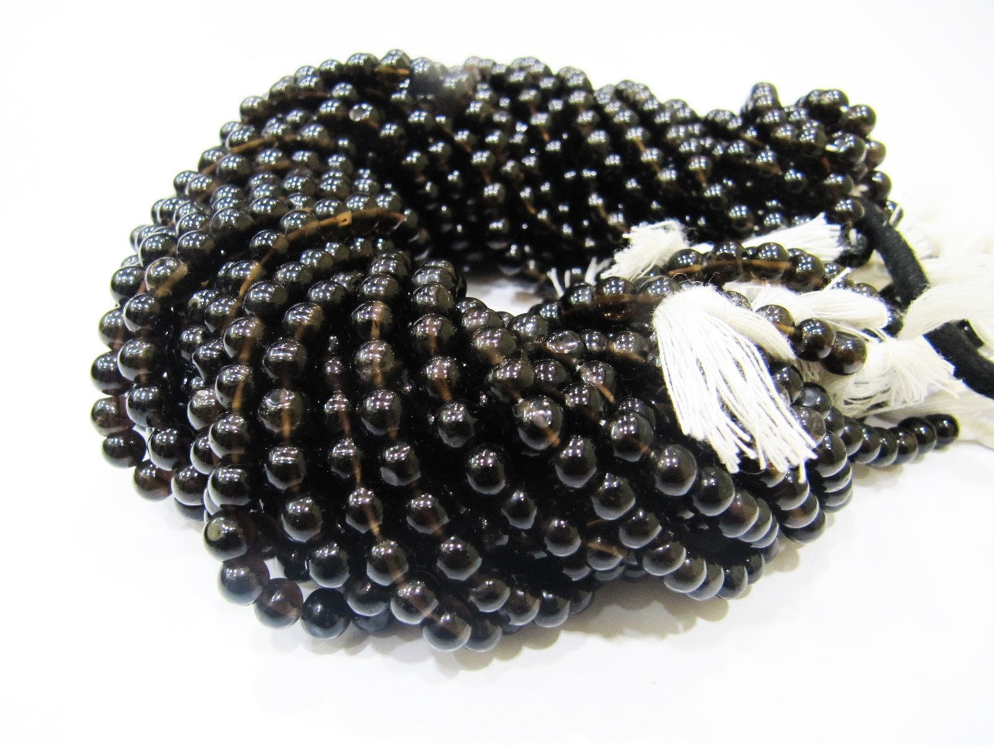 Natural Smoky Quartz Round Plain Smooth 5 to 6mm best Quality Beads Strand 13 inches Long Jewelry making gemstone beads