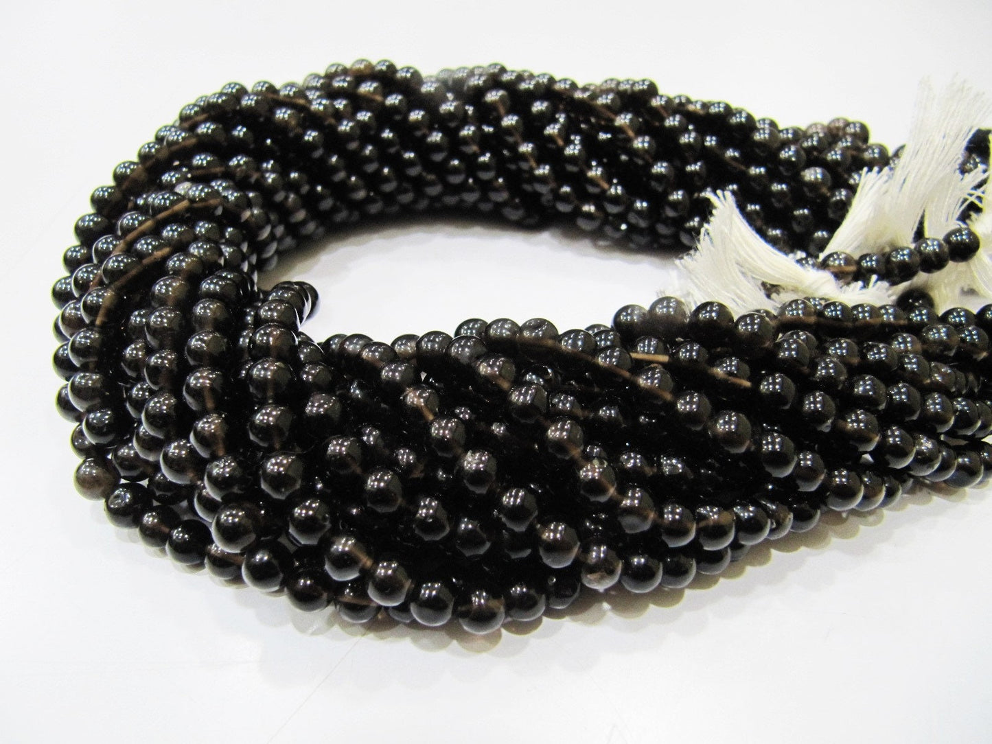 Natural Smoky Quartz Round Plain Smooth 5 to 6mm best Quality Beads Strand 13 inches Long Jewelry making gemstone beads