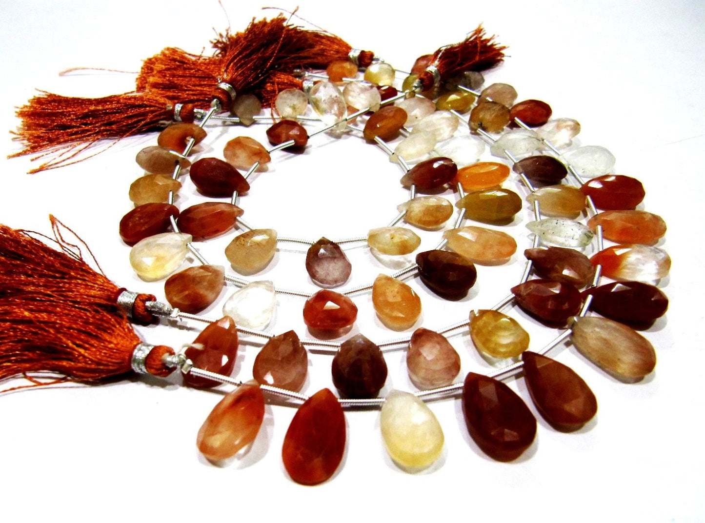 Natural Genuine Copper Rutilated Quartz Pear Shape Beads 10x13 to 11x16mm Briolette Beads Strand 8 Inches Long Red Rutile Beads