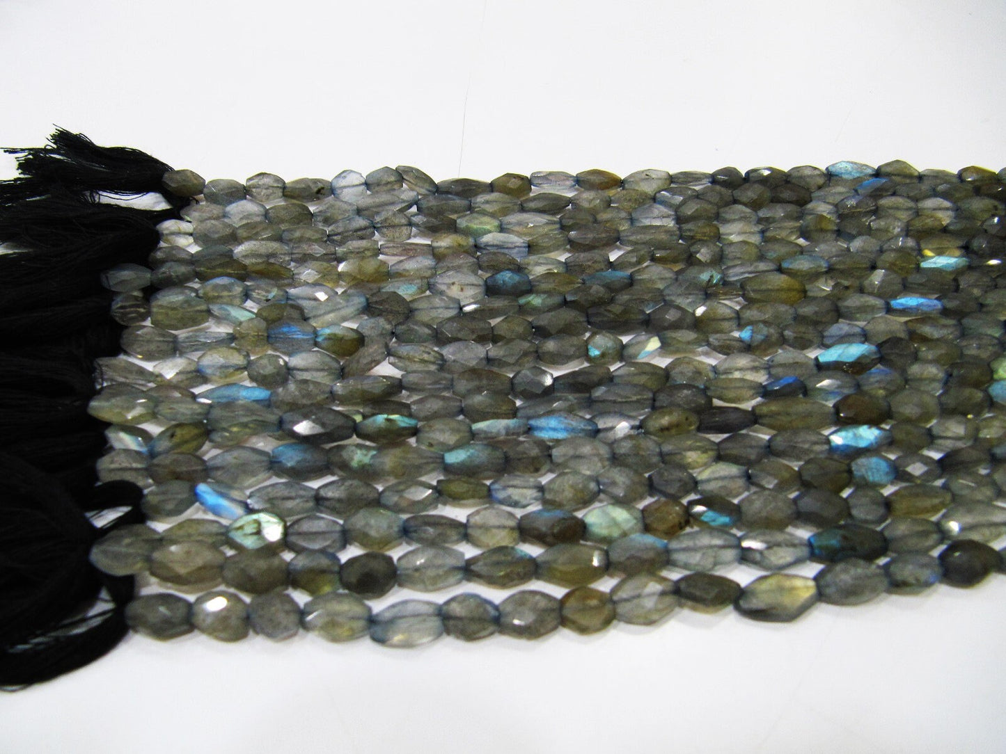Natural Blue Flashy Labradorite Oval Faceted Beads 6x8mm to 7x10mm Genuine Black Rainbow Mani Shape Beads Strand 13 inches Long