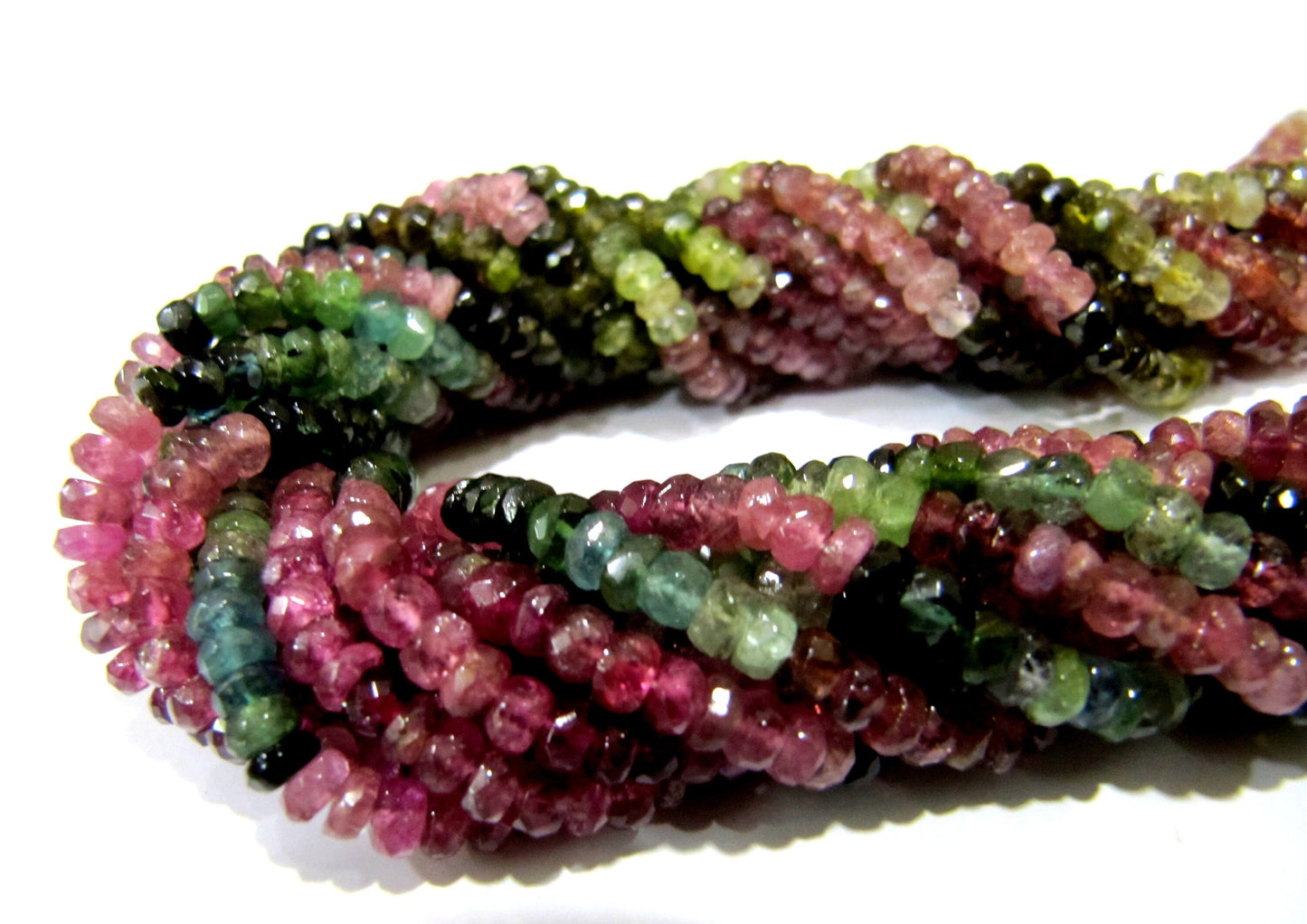 Natural Multi Tourmaline Watermelon Multi color Rondelle Faceted Beads Size 3 to 4mm Strand 15 inches Long Jewelry Making Beads
