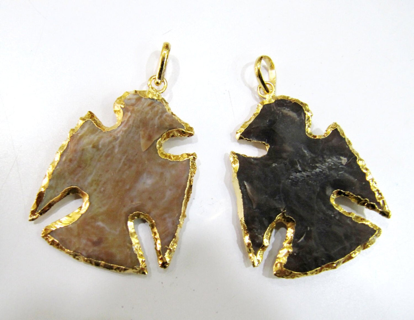 Natural Jasper Eagle Shape Gold Electroplated Double Loop Arrowhead Connector Charms Pendant Size approx.2 to 2.5 Long
