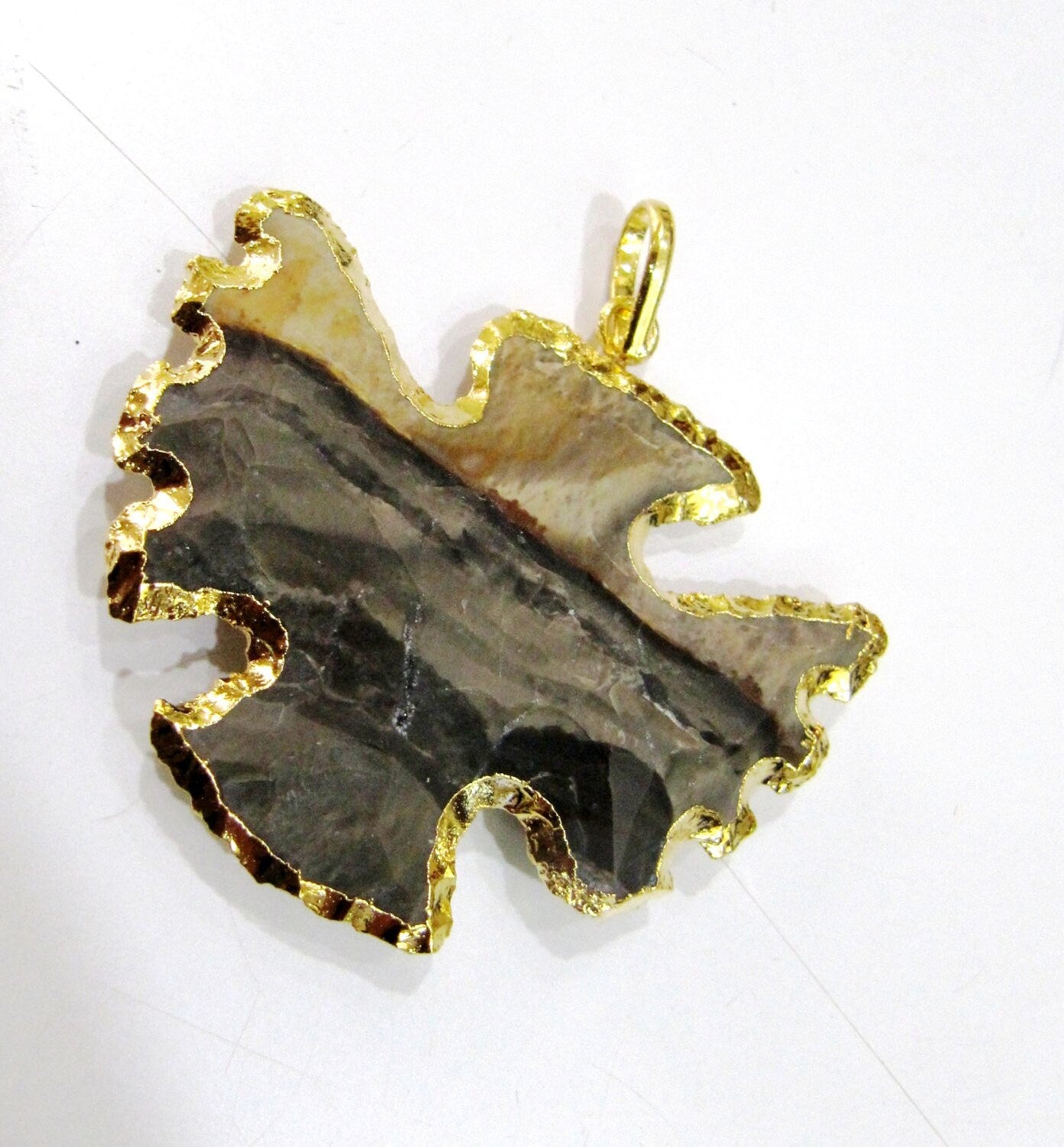 Natural Jasper Bird Shape Design Gold Electroplated Edge Double Loop Arrowhead Connector Charms Pendant Size approx.2 to 2.5 Long