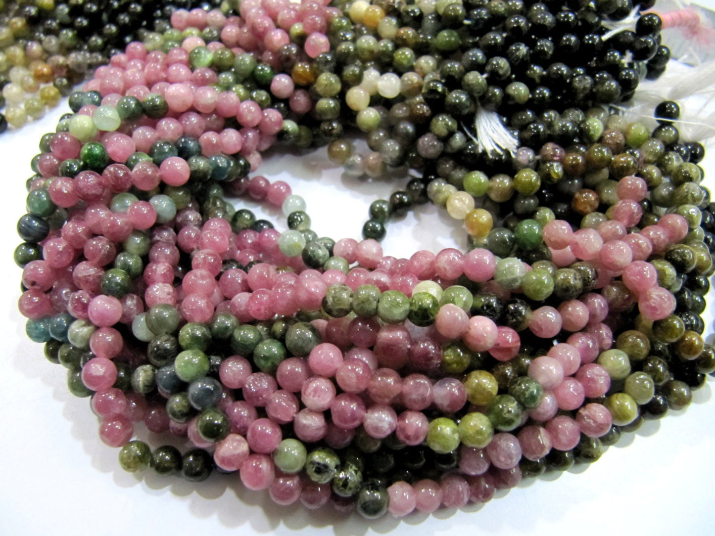 Multi Color Tourmaline Plain Smooth Ball Shape Round beads 3mm to 4mm Size Strand 13 inches long Water melon Tourmaline jewelry making Bead