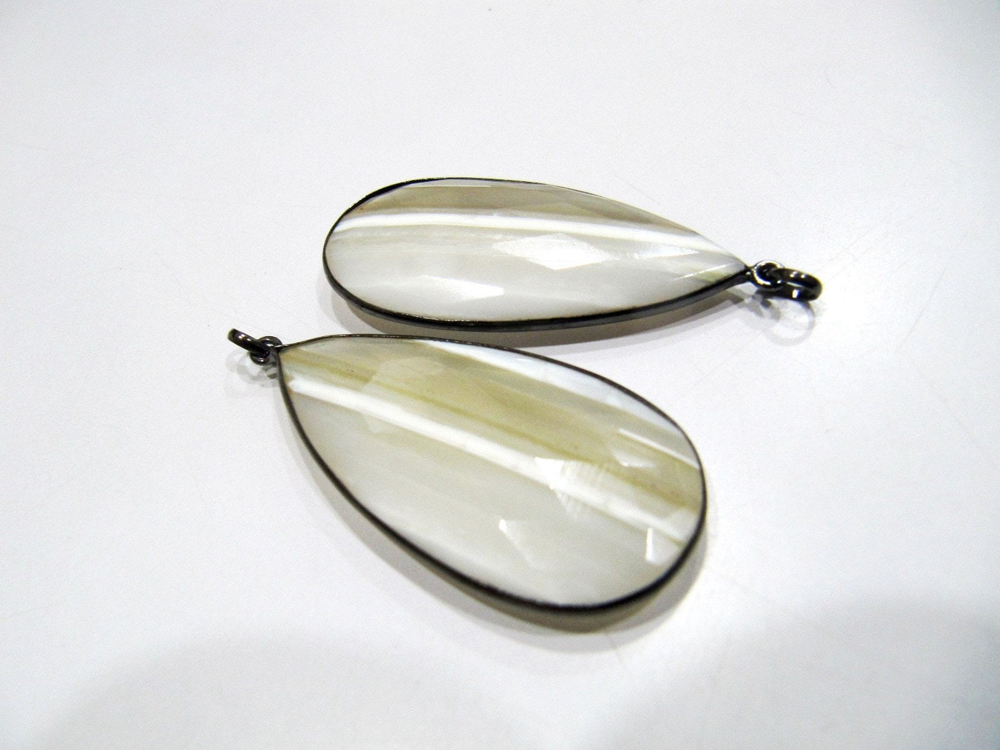 Natural White Opal Pear Shape Briolette Faceted Connector Pendant Charm 22 x 45 mm size Unique Rare Gemstone Bezal Pendant Single Loop