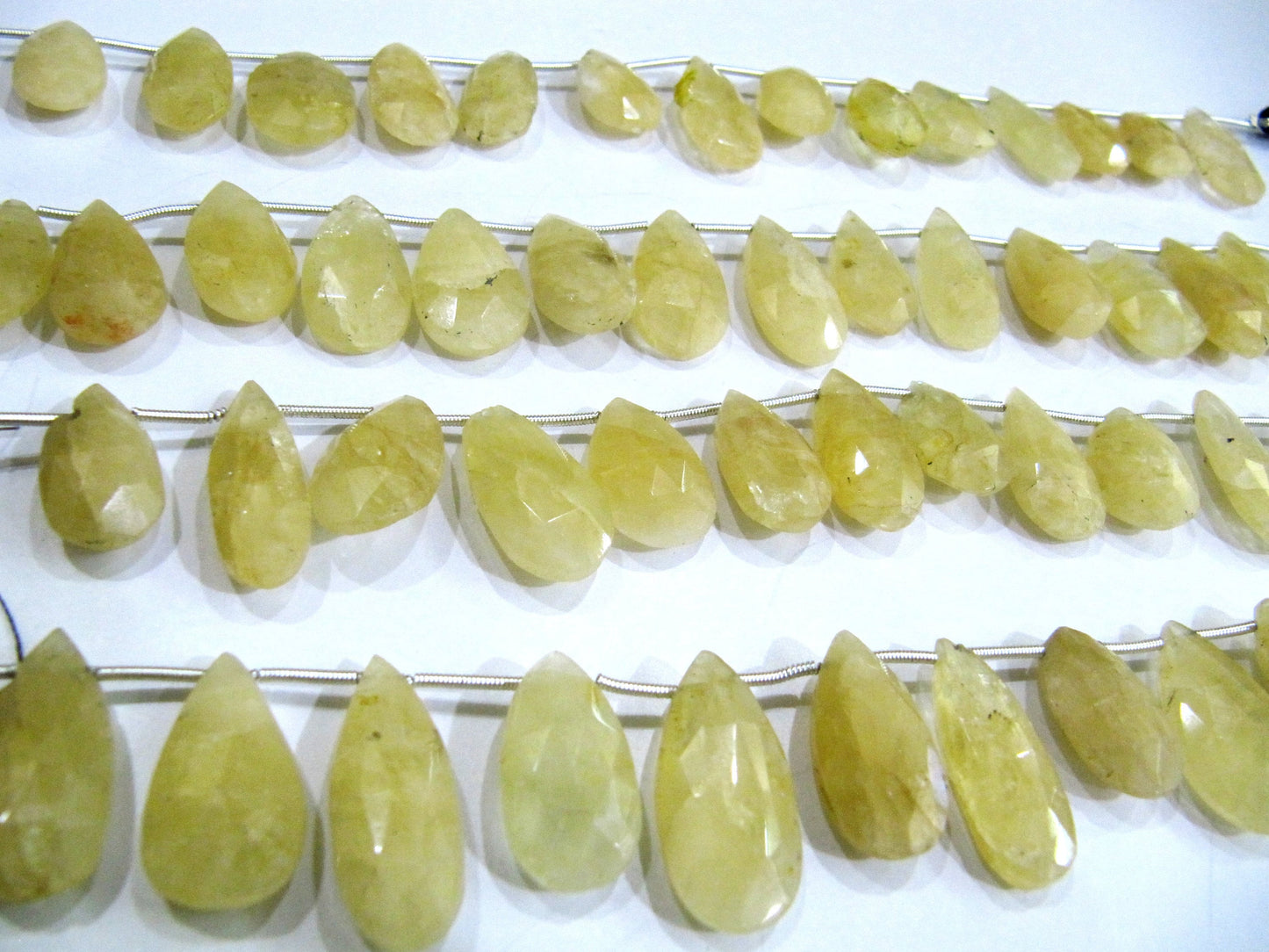 Natural Yellow Aquamarine Pear Shape Faceted Briolette beads size 1-1.5 inch long Jewelry Making Beads Strand 8 Inches Long