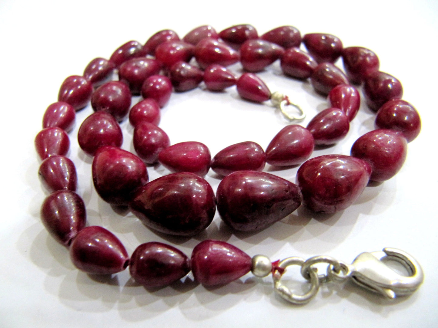 Natural Ruby Corundum Smooth Plain Tear Drop Shape Size 6X9mm to 10X14mm Beads Necklace 18 inch long Wholesale Price