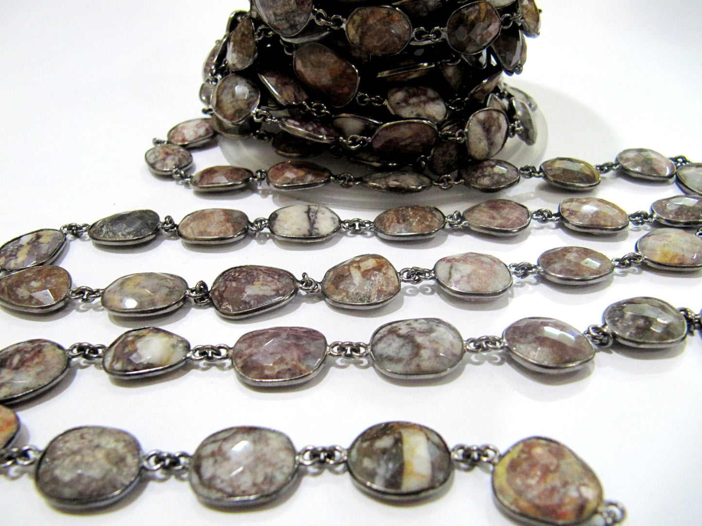 Natural Multi Agate Briolette faceted Size 10 to15mm Bezel Connector Chain Uneven Free Shape Sold Per Foot Wholesale Prices