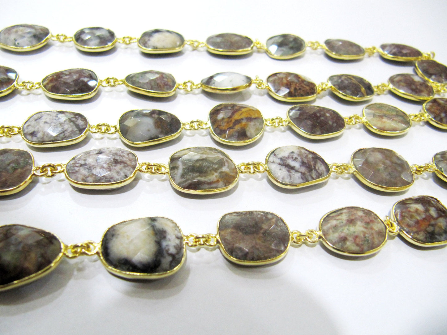 Natural Multi Agate Briolette faceted Size 10 to15mm Bezel Connector Chain Uneven Free Shape Sold Per Foot Wholesale Prices