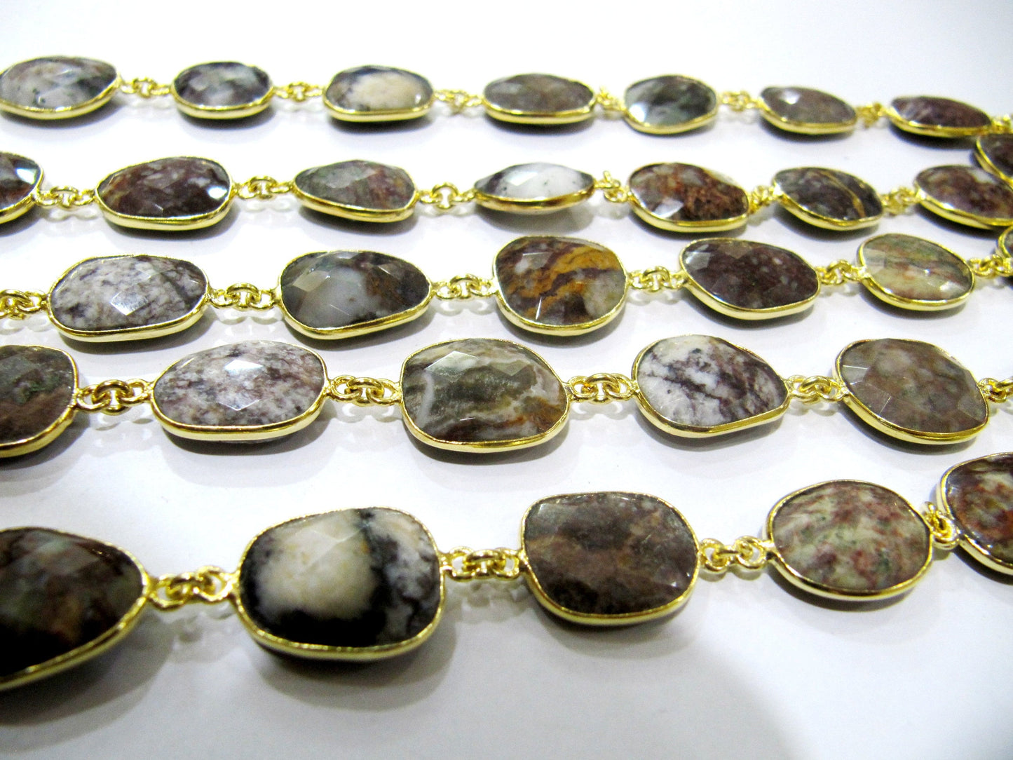 Natural Multi Agate Briolette faceted Size 10 to15mm Bezel Connector Chain Uneven Free Shape Sold Per Foot Wholesale Prices