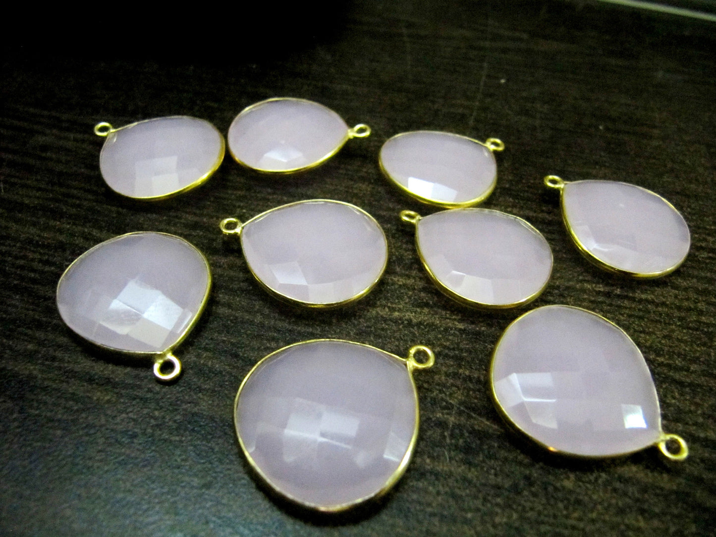 Pink Chalcedony Heart Shape 20mm Briolette Connectors Pink Quartz Stone Single Loop Bezel Jewelry Making Charms sold per piece