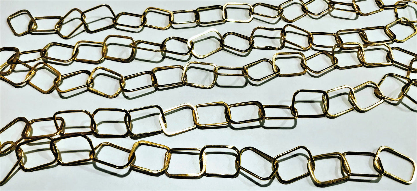 Gold Plated Big & Thick Square 21mm*21mm Link Chain Sold Per Foot Jewellery Making Wholesale Rate Chains 20 Kt Gold Filled Jewelry Chain
