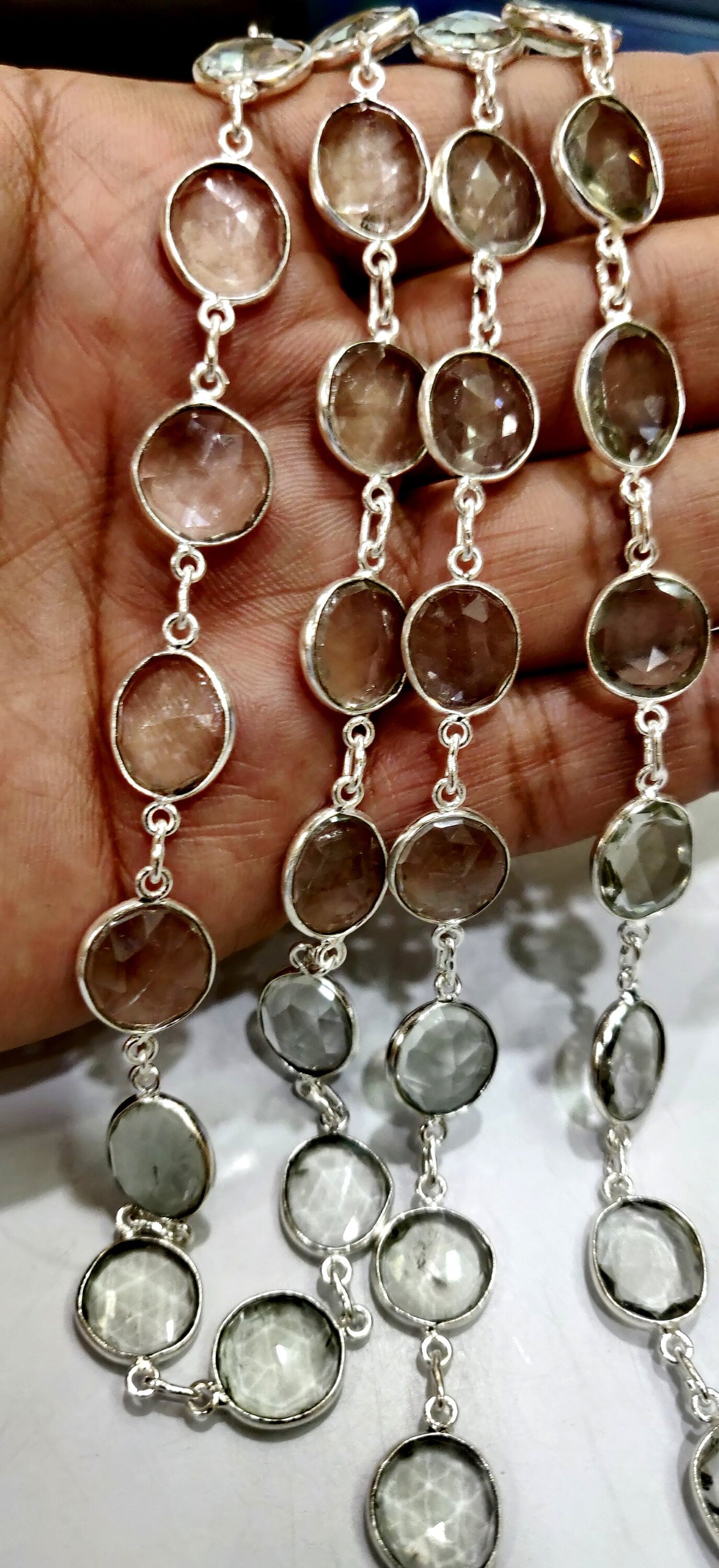 1 Foot- Natural Crystal Quartz Briolette Connector Chain,Free Shape Briolette Bezel Connector Chain 12 to 15 mm Crystal bezel Chain