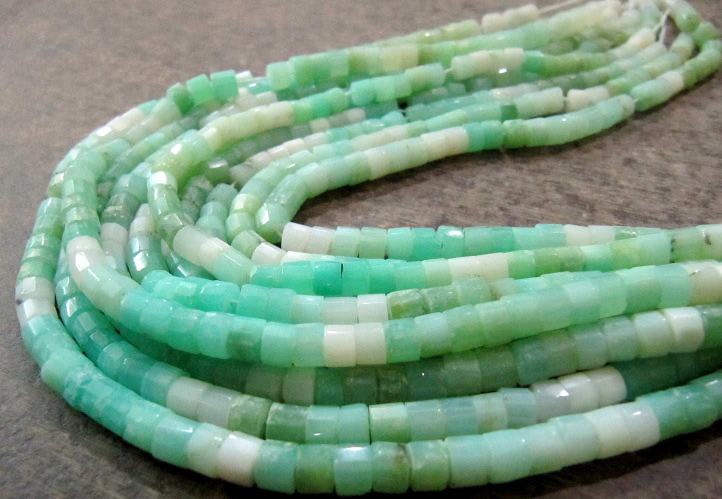 Natural Peruvian Green Opal Gemstone Rondelle Tyre shape Faceted Beads Size 5-6mm Strands 13 Inch Long Green Color Beads For jewelry making