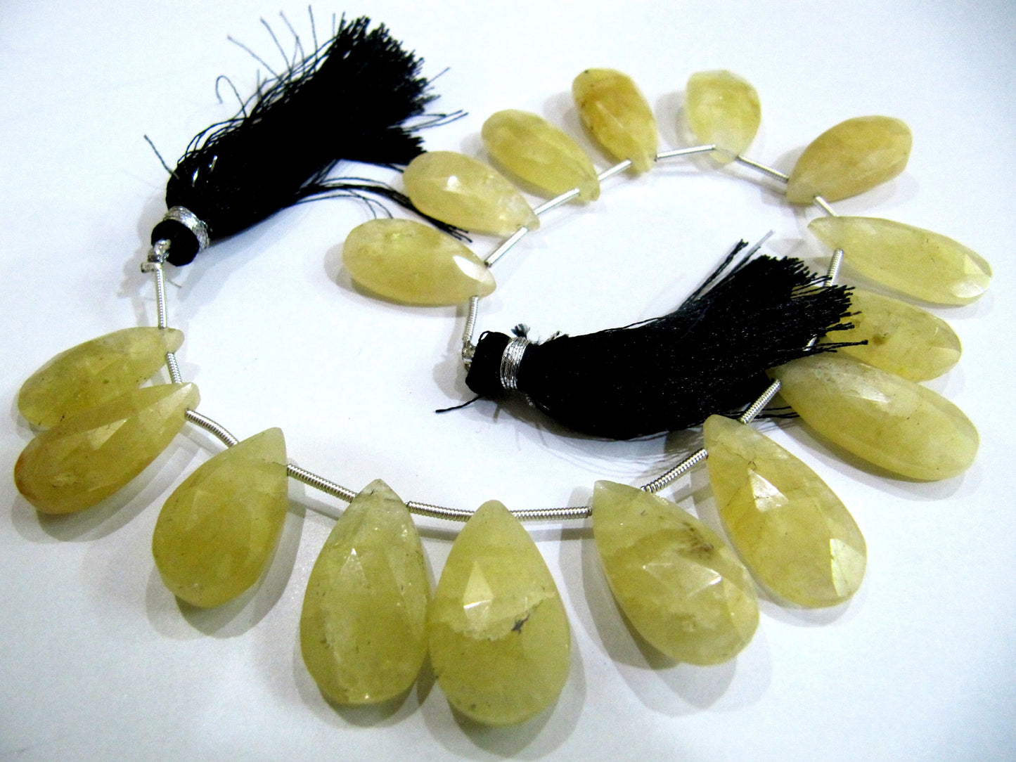 Natural Yellow Aquamarine Pear Shape Faceted Briolette beads size 1-1.5 inch long Jewelry Making Beads Strand 8 Inches Long