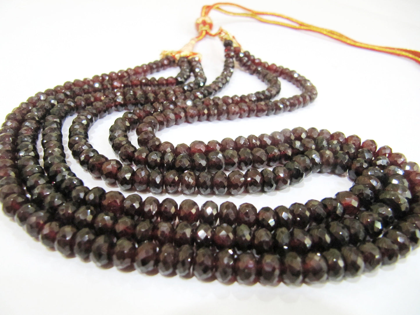Natural Mozambique Garnet Rondelle Faceted 5 to 8mm Beads Top Quality Beaded 3 Layer Necklace 18 inches Long Wholesale Price