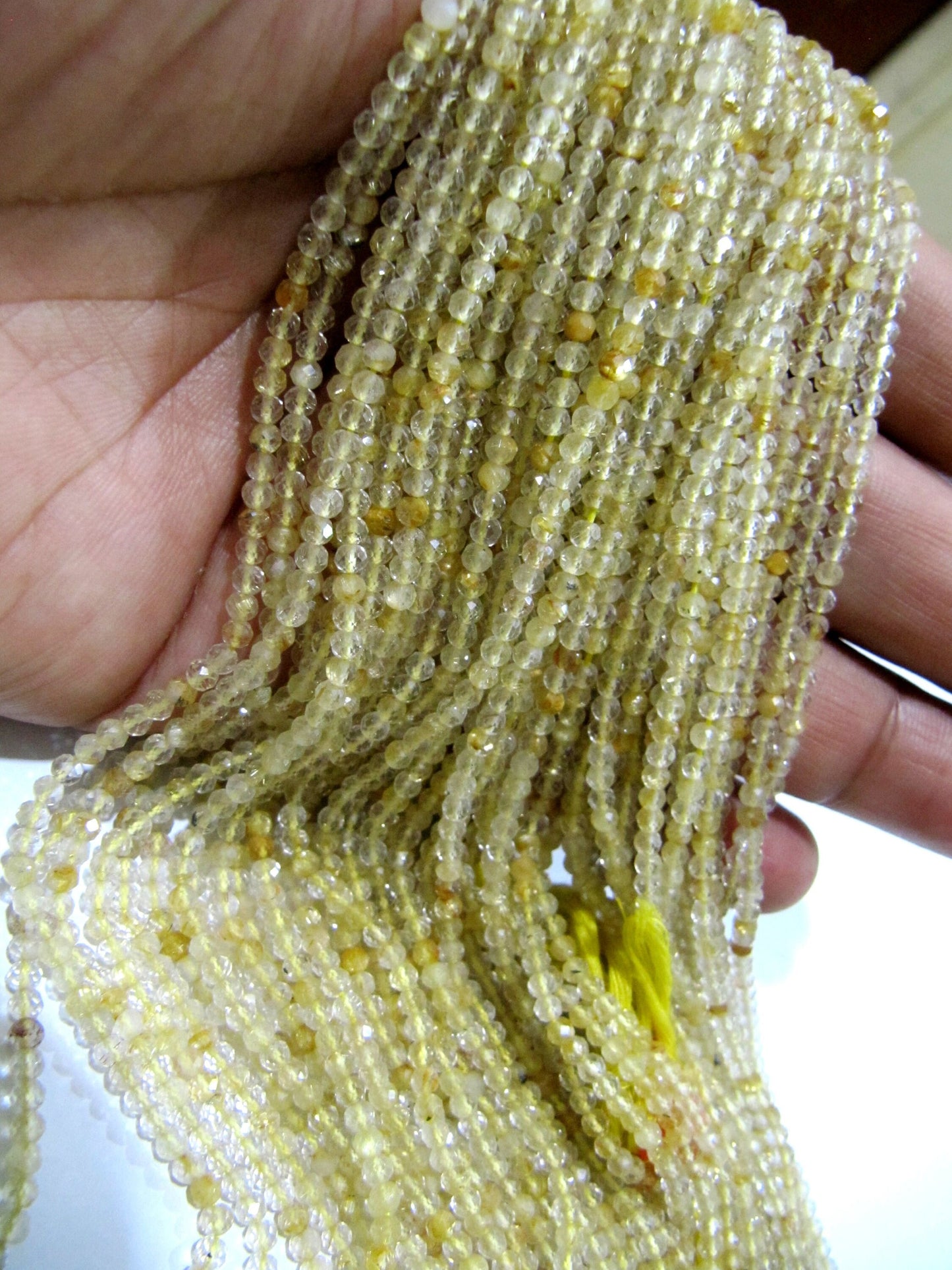 Natural Golden Rutilated Quartz 2.5mm Rondelle Faceted Beads 13 Inches Long Semi Precious Golden Color Beads Top Quality Sold Per Strand