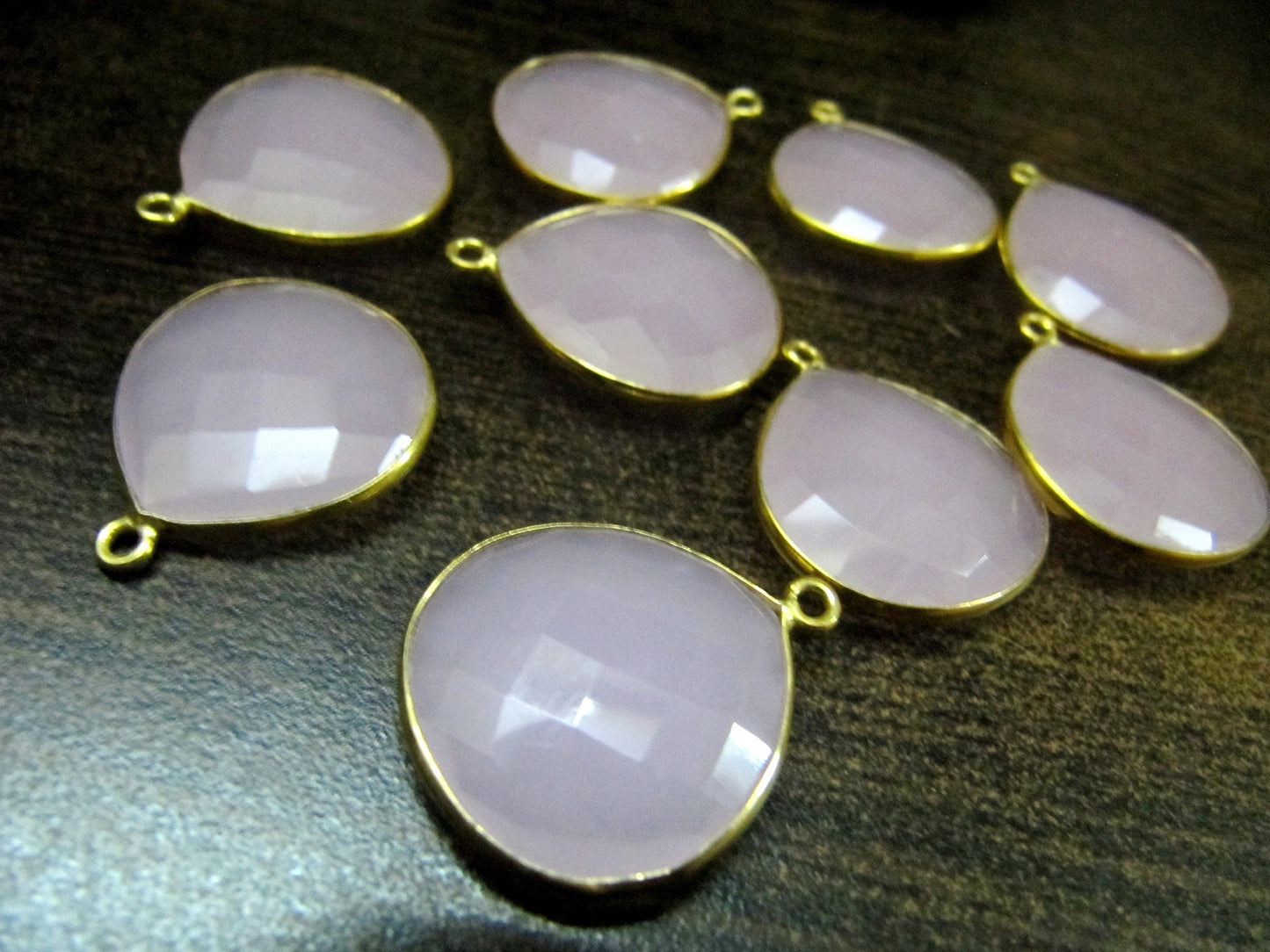 Pink Chalcedony Heart Shape 20mm Briolette Connectors Pink Quartz Stone Single Loop Bezel Jewelry Making Charms sold per piece