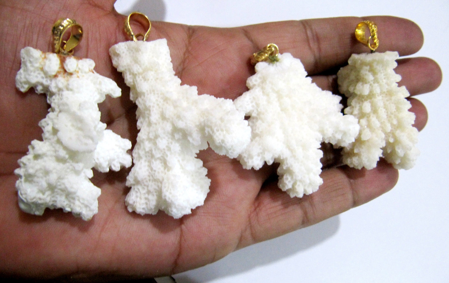 Natural White Coral Cluster Pendant 24Kt Gold Plated Pendant Free Shape Charm with Designer loop Size 40 x 50 mm to 50 x 60 mm Italian Coral