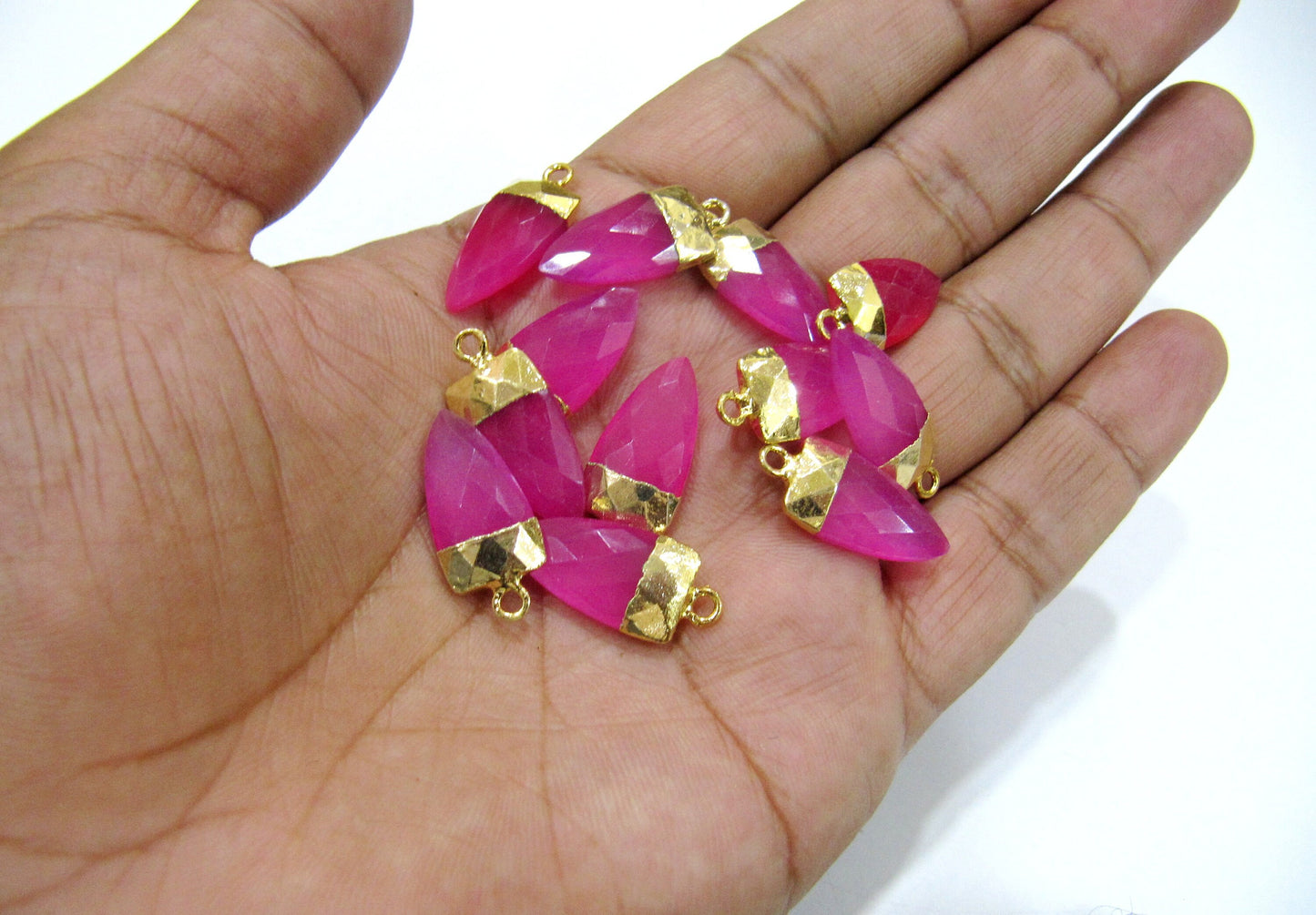 Natural Gemstone Arrow Shape Charm Pendant Single Loop connectors 24K Gold Electroplated Pendant Size 20 to 25mm Sold Per Piece