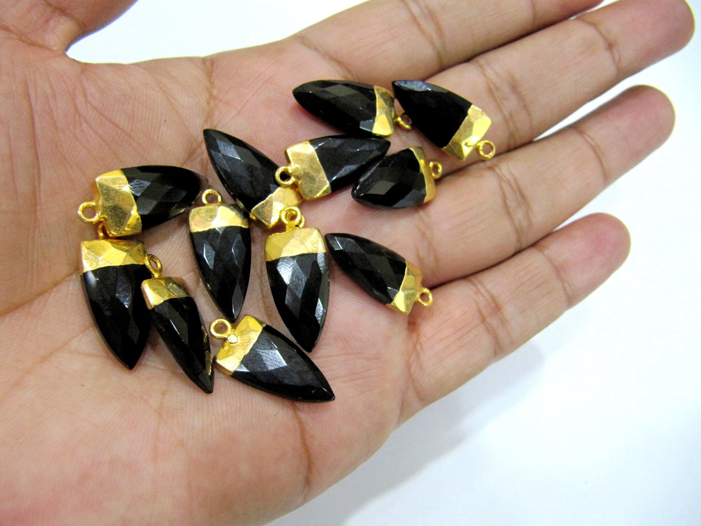 Natural Gemstone Arrow Shape Charm Pendant Single Loop connectors 24K Gold Electroplated Pendant Size 20 to 25mm Sold Per Piece