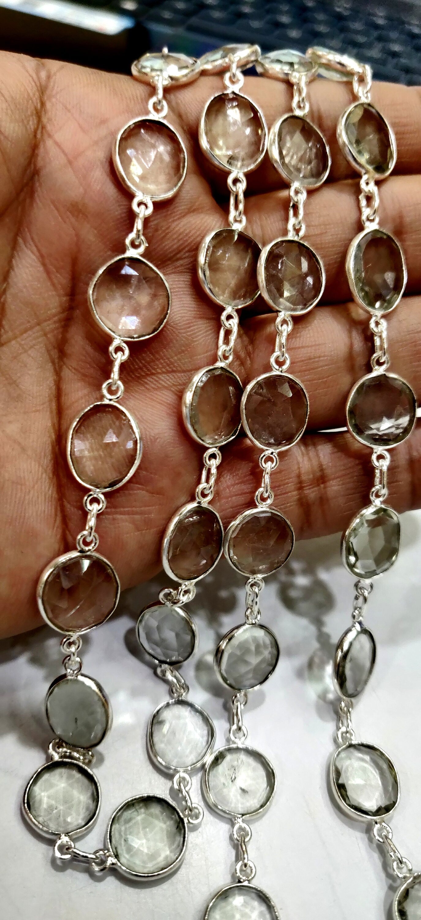 1 Foot- Natural Crystal Quartz Briolette Connector Chain,Free Shape Briolette Bezel Connector Chain 12 to 15 mm Crystal bezel Chain