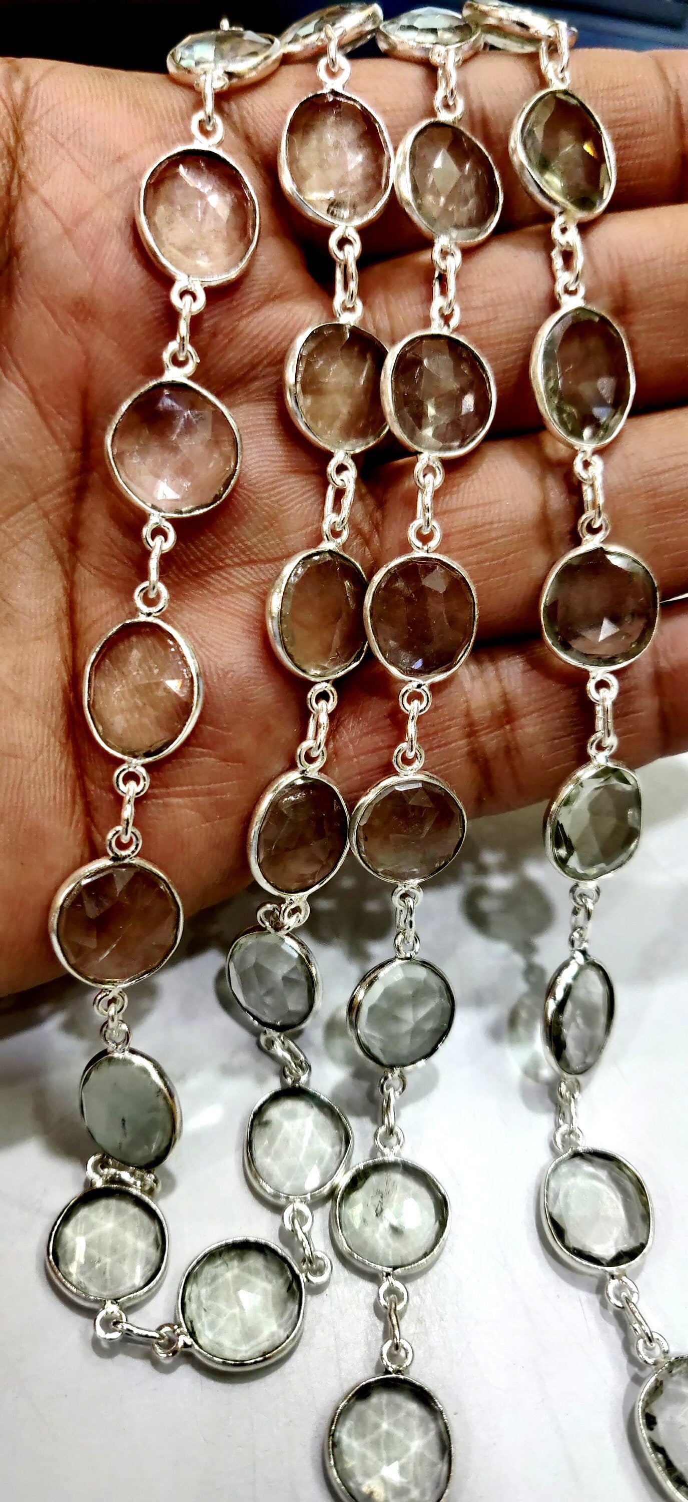 1 Foot- Natural Crystal Quartz Briolette Connector Chain,Free Shape Briolette Bezel Connector Chain 12 to 15 mm Crystal bezel Chain
