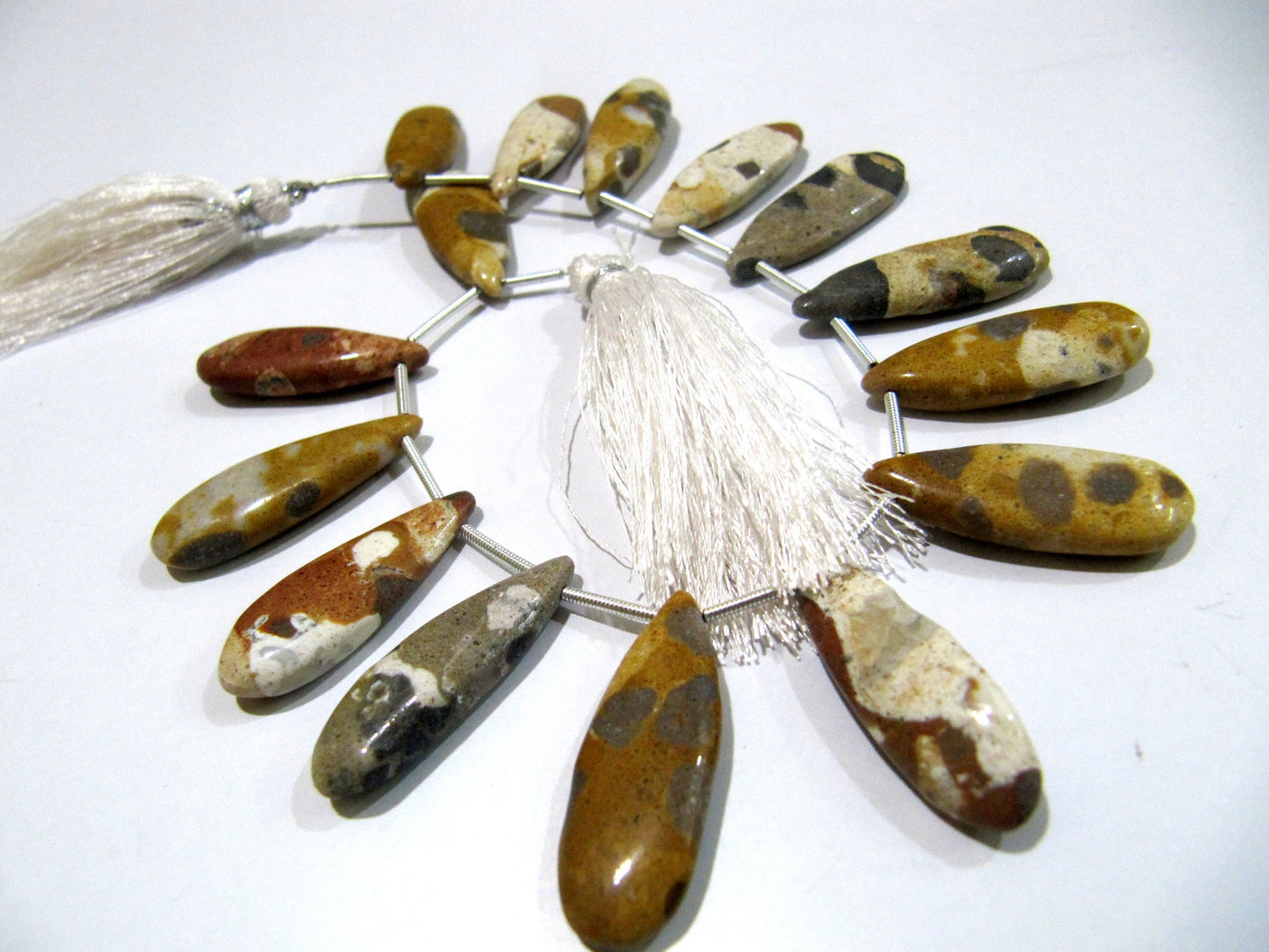 Natural Camel Jasper Pear Shape Plain Smooth Briolette beads 10x20mm To 12x20mm Graduated Jewelry Making Strand 8 Inches Long