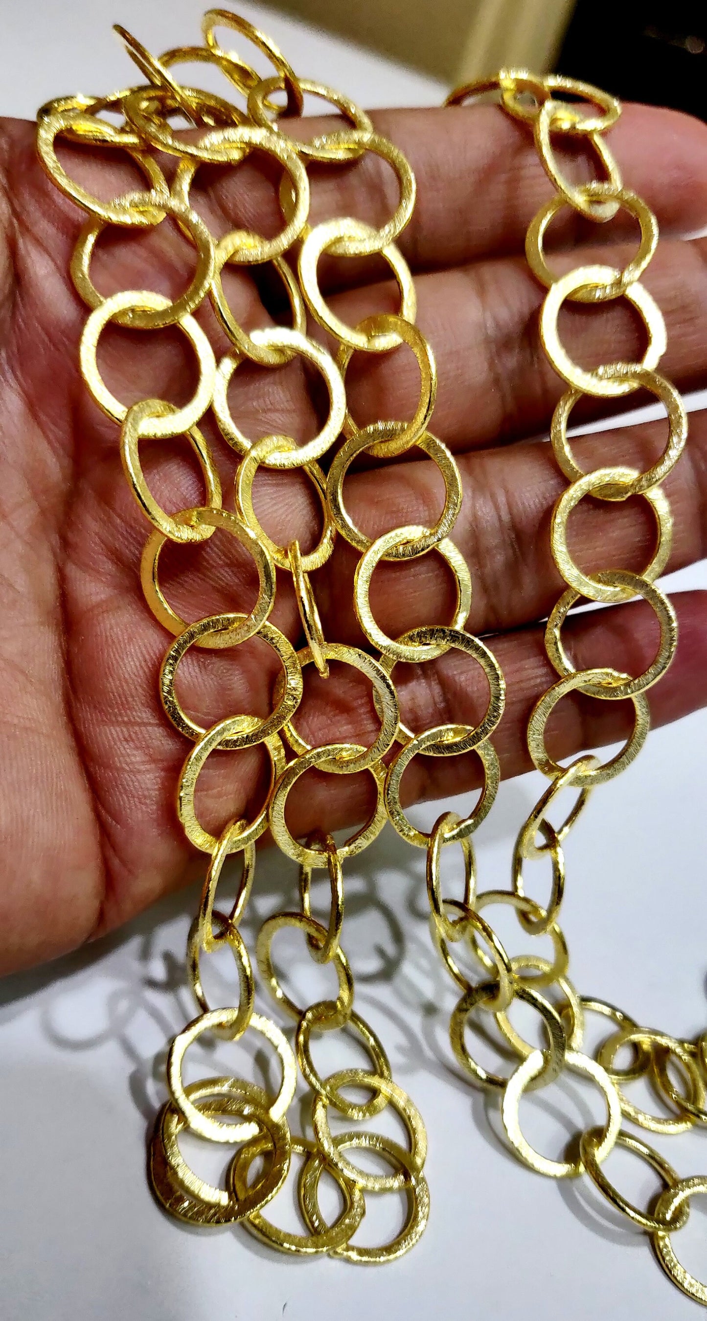 Gold Plated Big & Thick Round 15mm Link Chain Sold Per Foot Jewellery Making Wholesale Rate Chains 20 Kt Gold Filled Jewelry Chain