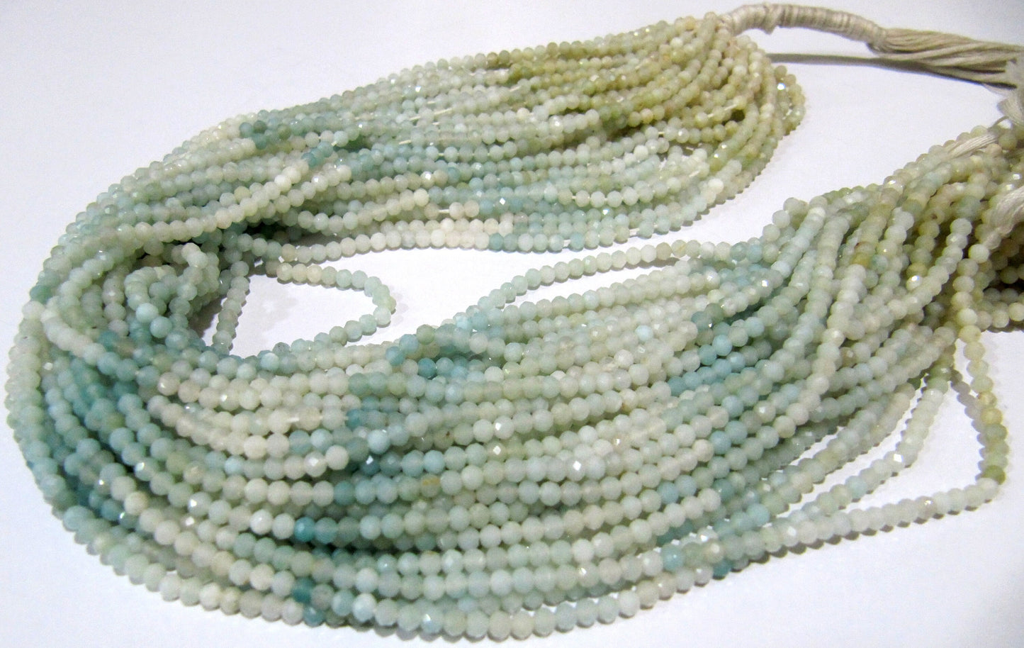 Natural Amazonite Gemstone Round Faceted Beads Size 2.5mm to 3mm Shaded Beads Strand 13 Inch Long Sold Per Strand Wholesale Prices