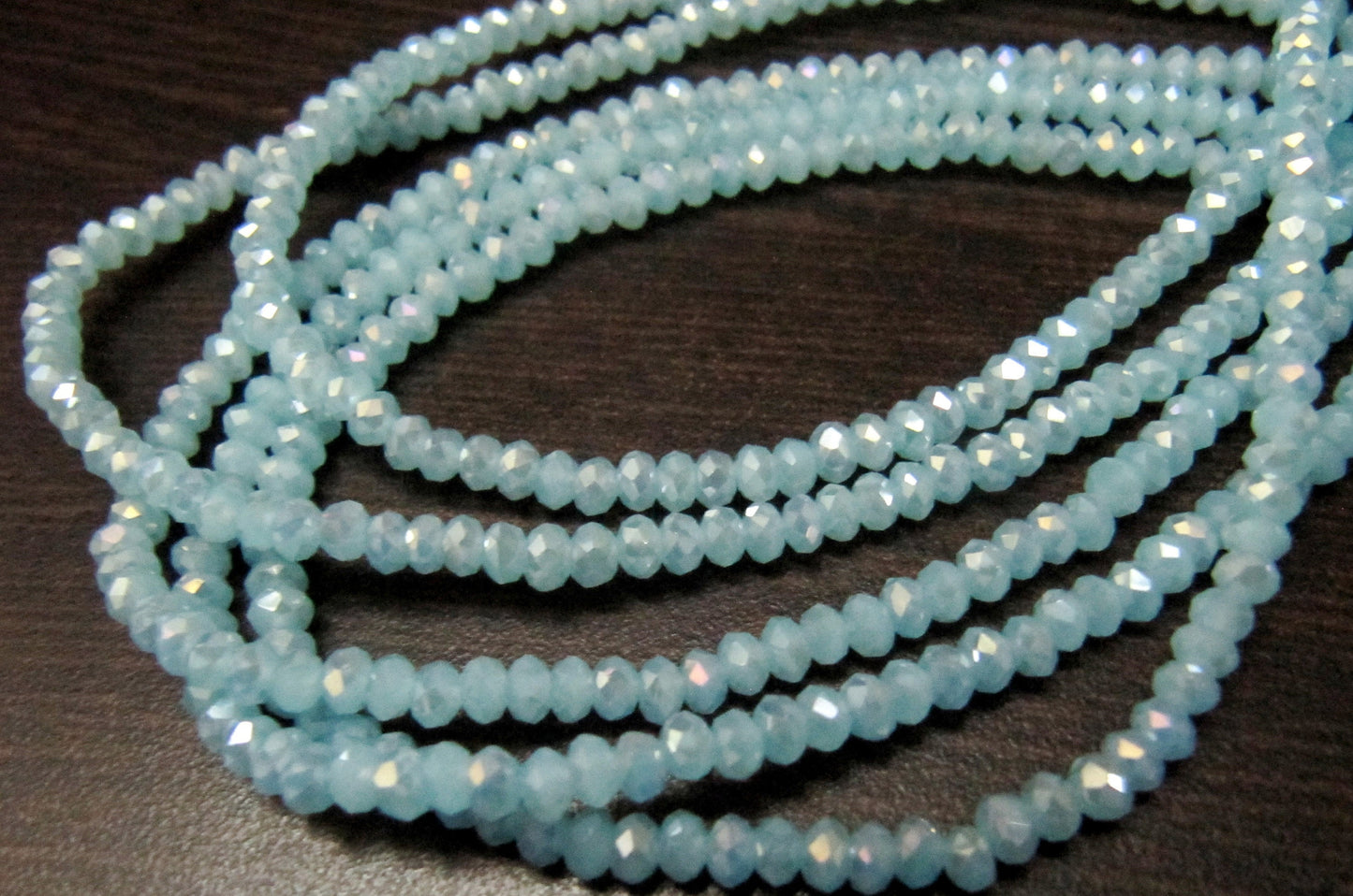 Mystic Coated Light Aqua Chalcedony Hydro Quartz Rondelle Faceted Size 4mm Beads Strand 13 inches long Wholesale prices