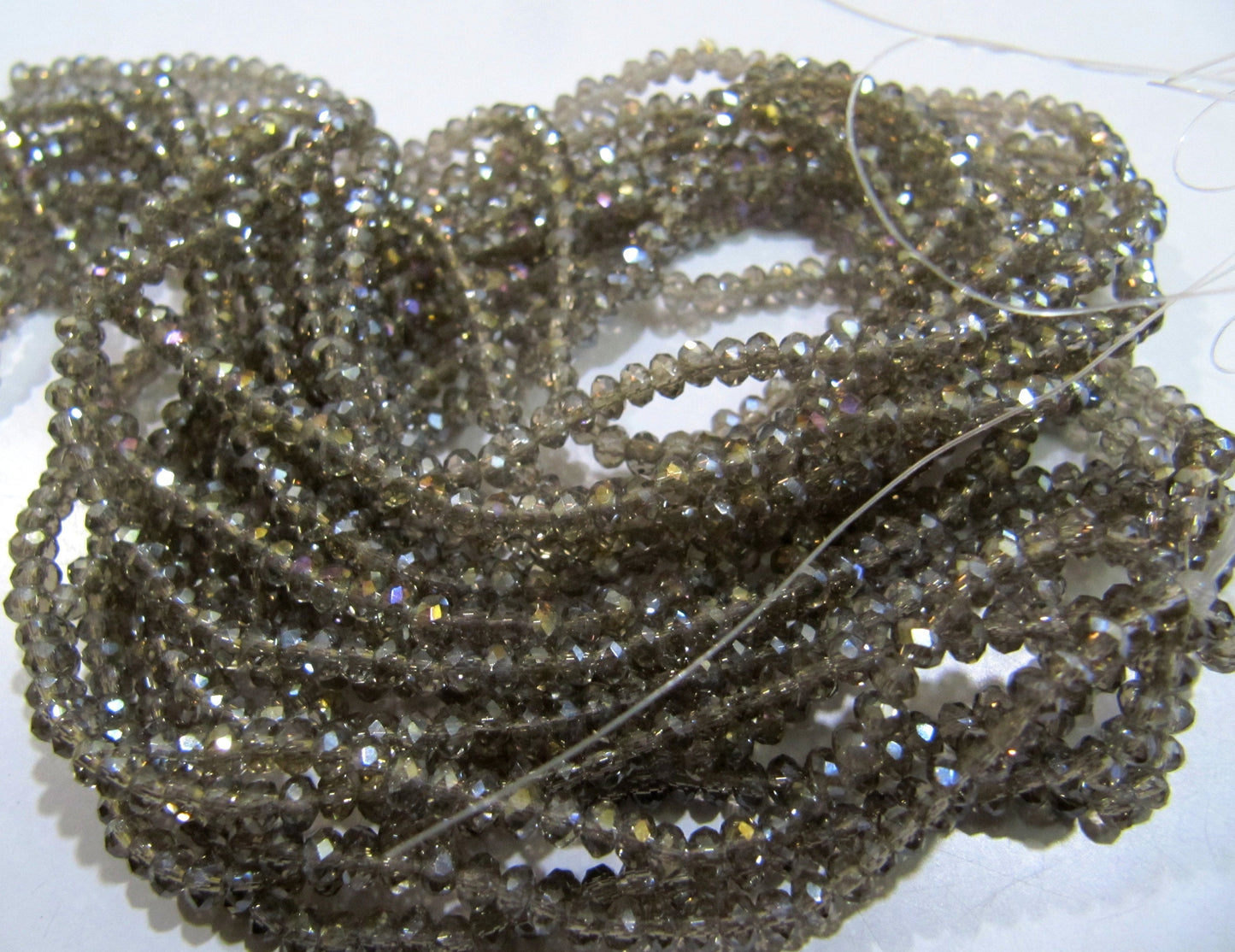 AB Coated Labradorite Hydro Quartz Rondelle Faceted Size 3mm Beads Strand 14 inches long approx. 150 Beads per String Wholesale prices