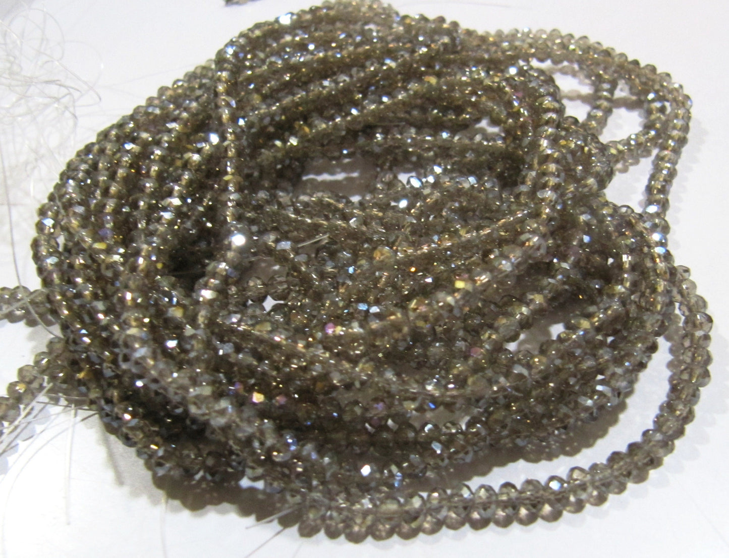 AB Coated Labradorite Hydro Quartz Rondelle Faceted Size 3mm Beads Strand 14 inches long approx. 150 Beads per String Wholesale prices