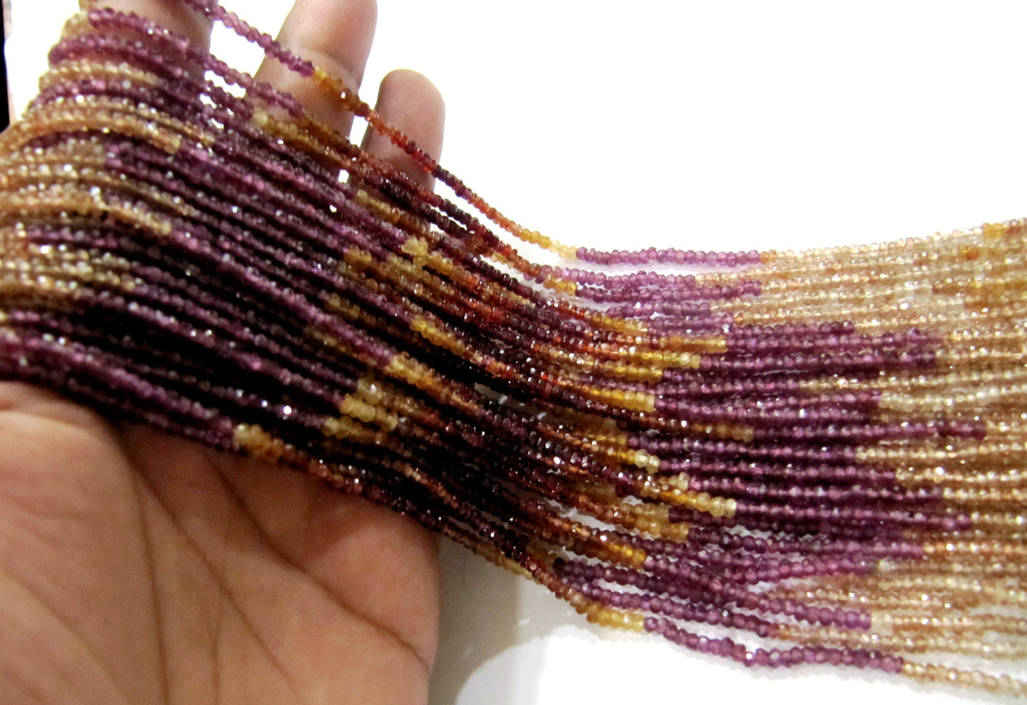 Natural Tundra Sapphire 3 to 4mm Size Rondelle Micro Faceted beads Strand 14 inches Long Genuine multi color Gemstone for Jewelry making