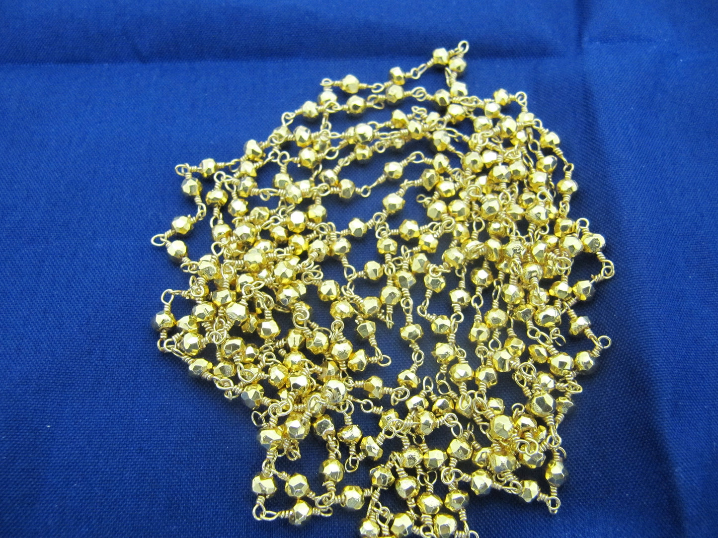 Golden Pyrite 3-4mm Size Rondelle Faceted Beads Rosary Wire Wrapped Aati Beaded chain Wholesale Price Jewelry making sold per foot