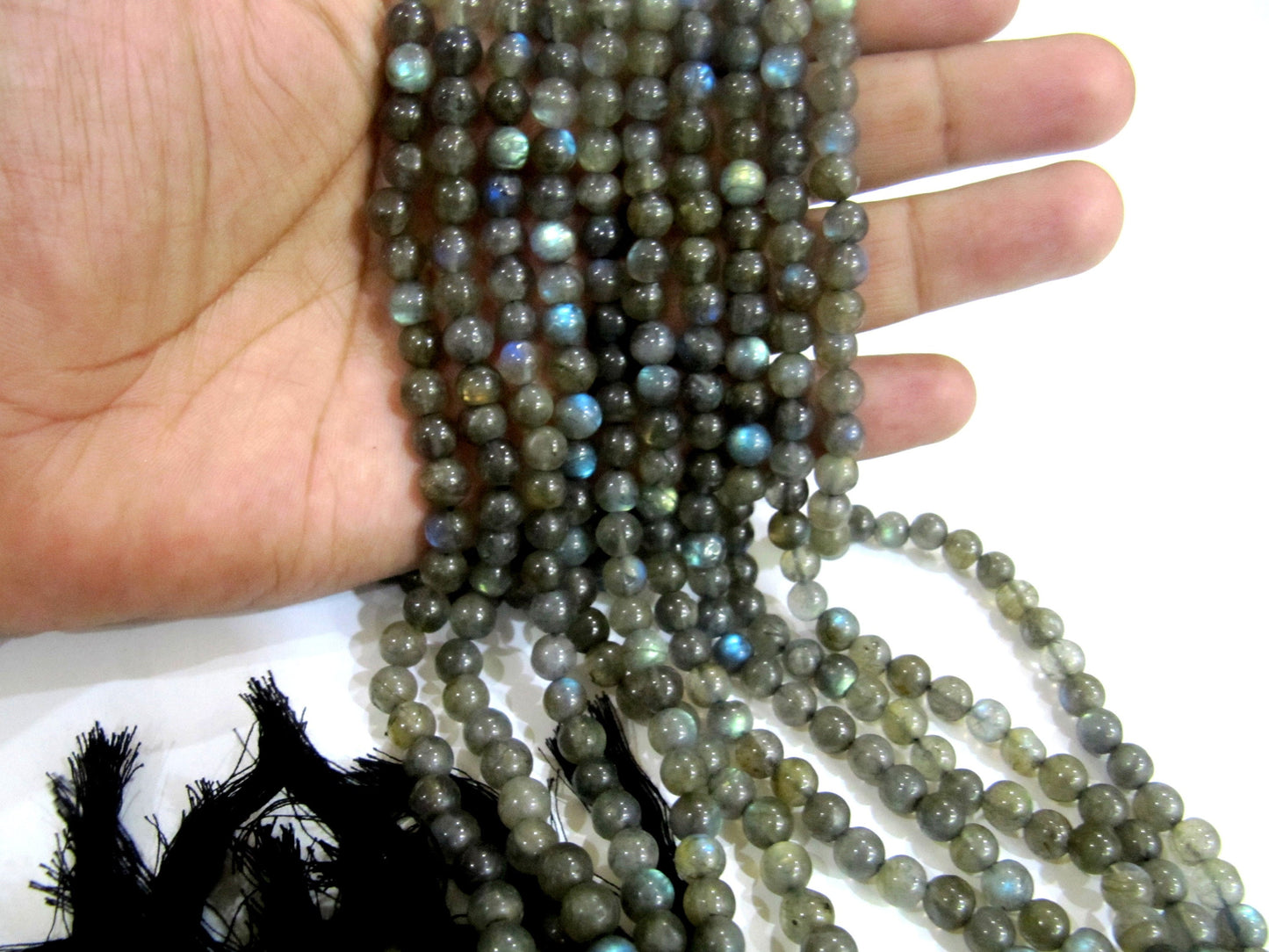 Natural Genuine Labradorite Round Ball Shape Plain Smooth Beads 5 to 7mm Strand 14 inches long Black Rainbow Gemstone Wholesale price