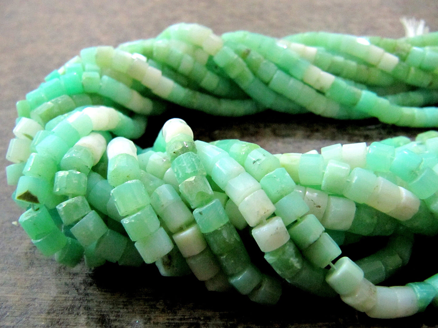 Natural Peruvian Green Opal Gemstone Rondelle Tyre shape Faceted Beads Size 5-6mm Strands 13 Inch Long Green Color Beads For jewelry making