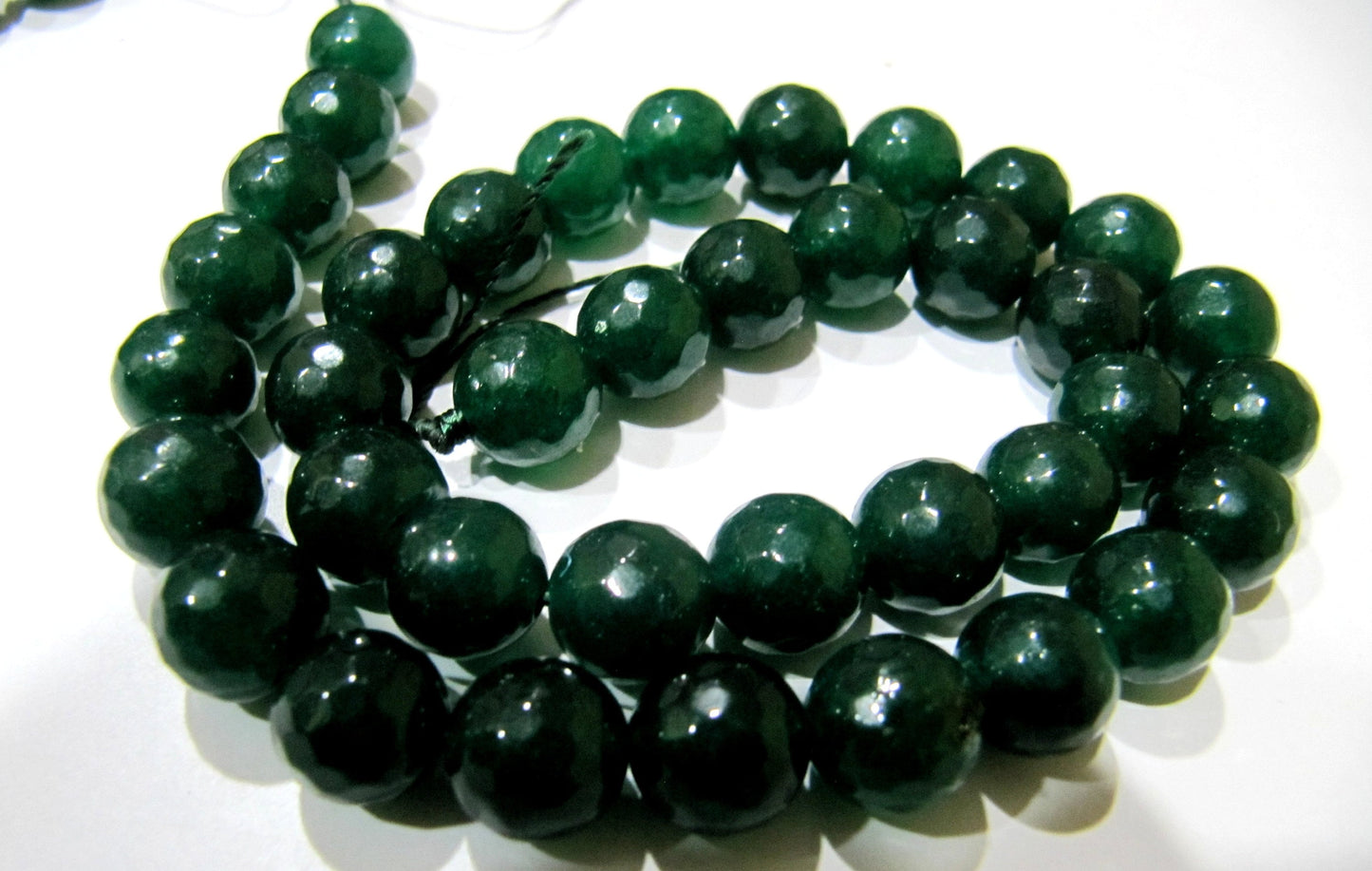 Green Jade Round Faceted Round Ball Shape 10mm Size Beads Strand 15 inches long Green Jade Gemstone Beads Wholesale Prices