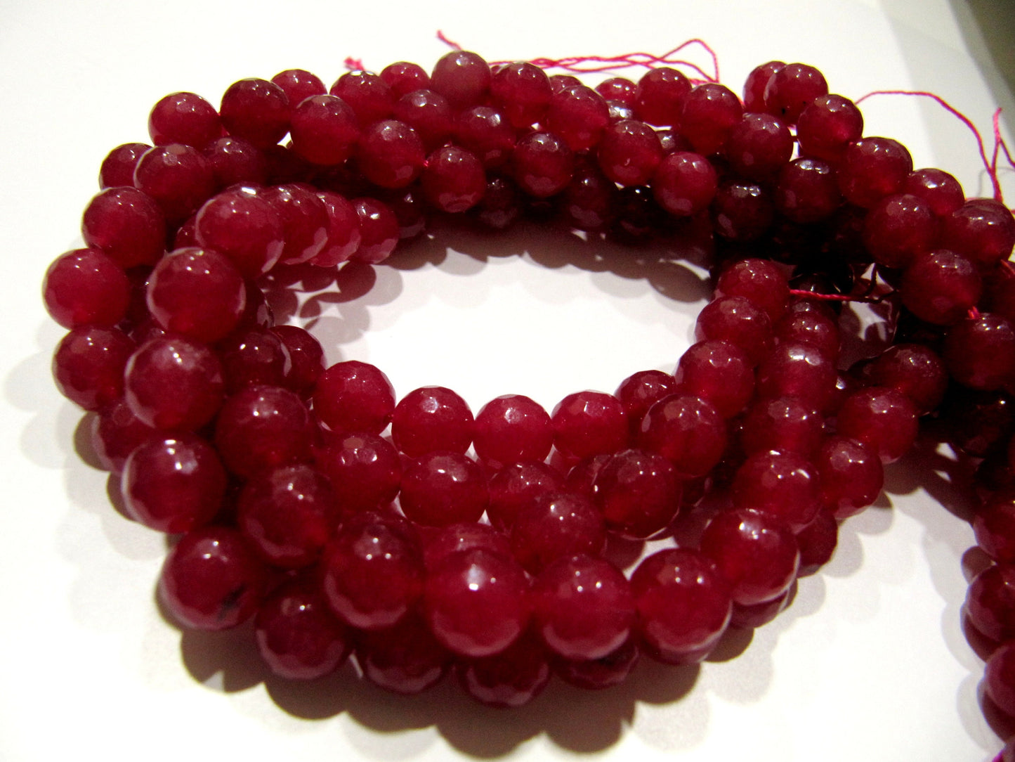 Ruby Jade Round Faceted Round Ball Shape 7-8mm Size Beads Strand 14-15 inches long Ruby Jade Gemstone Beads Wholesale Prices