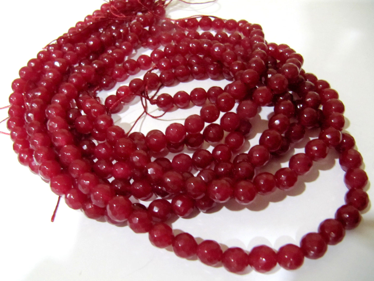Ruby Jade Round Faceted Round Ball Shape 7-8mm Size Beads Strand 14-15 inches long Ruby Jade Gemstone Beads Wholesale Prices