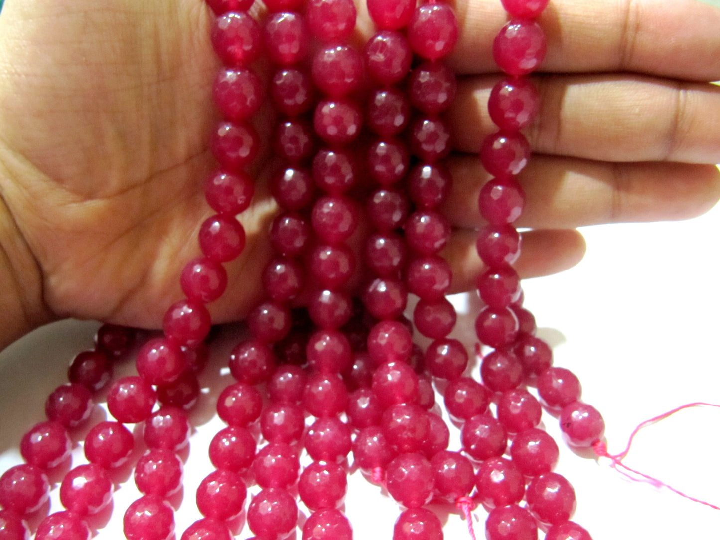Ruby Jade Round Faceted Round Ball Shape 9-10mm Size Beads Strand 15 inches long Ruby Jade Gemstone Beads Wholesale Prices