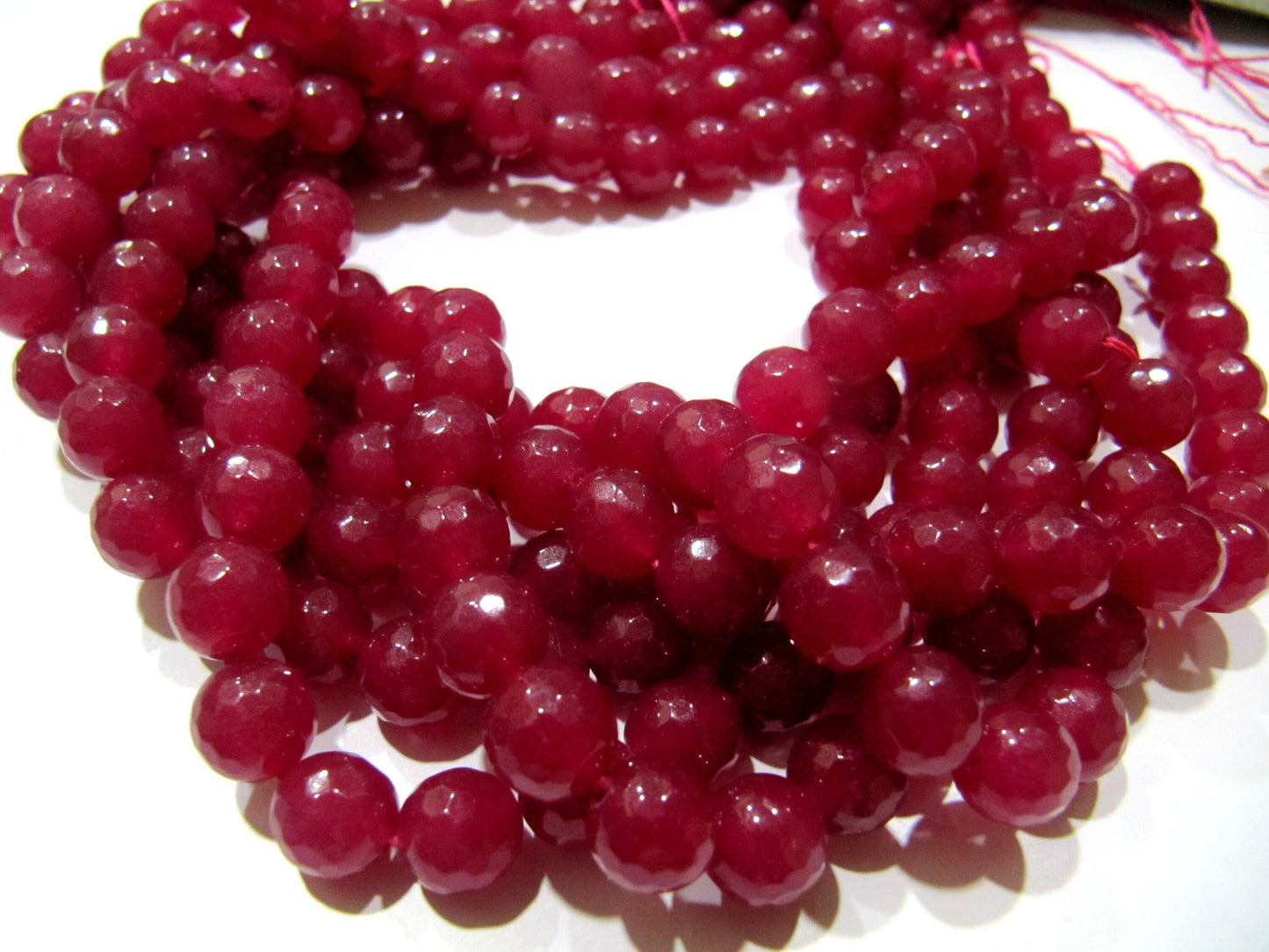 Ruby Jade Round Faceted Round Ball Shape 9-10mm Size Beads Strand 15 inches long Ruby Jade Gemstone Beads Wholesale Prices