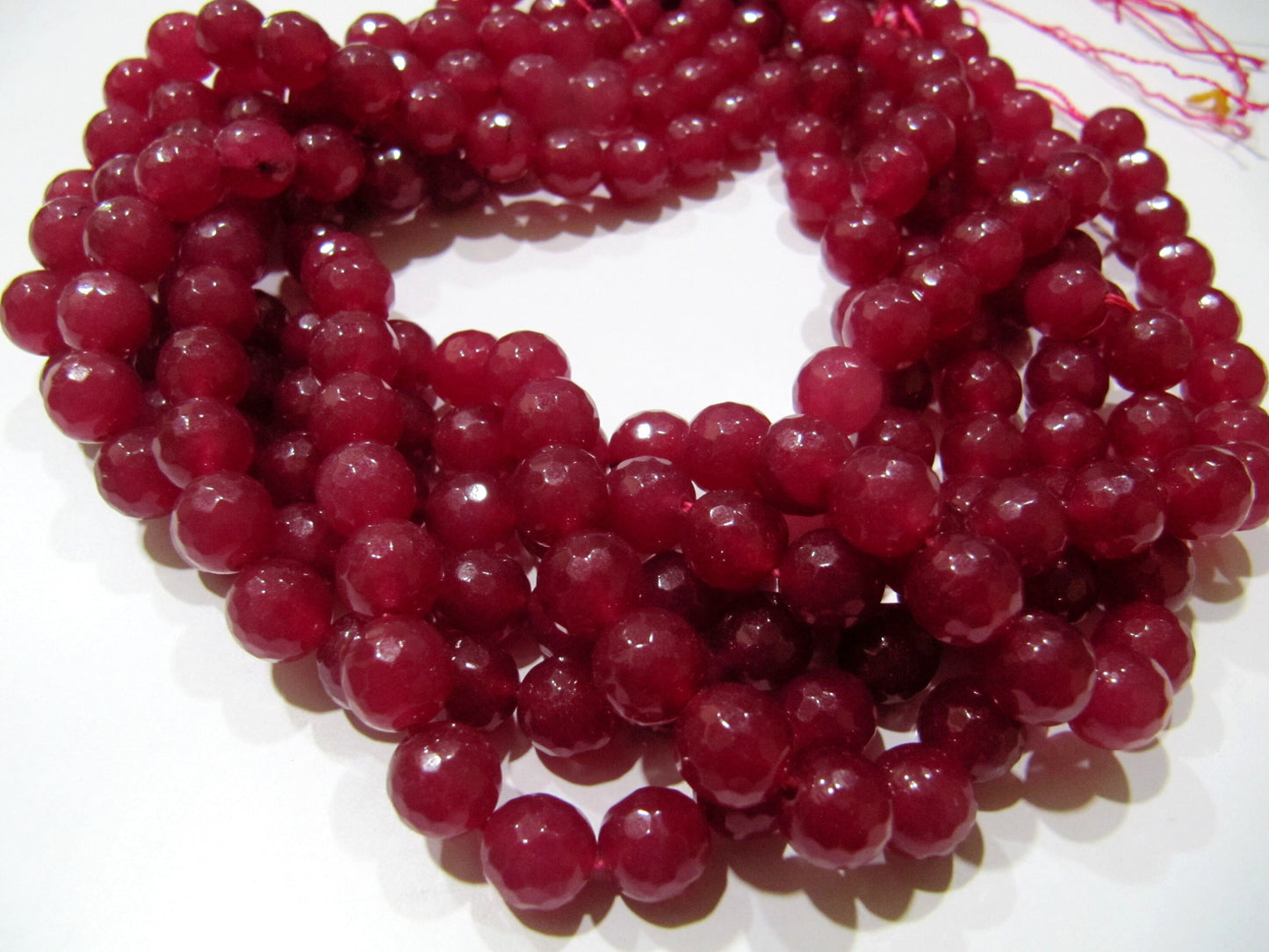Ruby Jade Round Faceted Round Ball Shape 9-10mm Size Beads Strand 15 inches long Ruby Jade Gemstone Beads Wholesale Prices