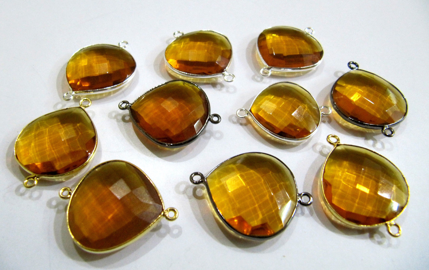 Citrine Hydro Quartz Heart Shape Briolette Size 20-21mm Connector Double Loop Handmade Bezel Pendants sold per piece