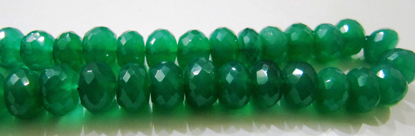 Natural Green Onyx Rondelle Faceted Beads 7 to 8 mm Strand 9 inches long High Quality Beads Wholesale prices jewelry making gemstone beads