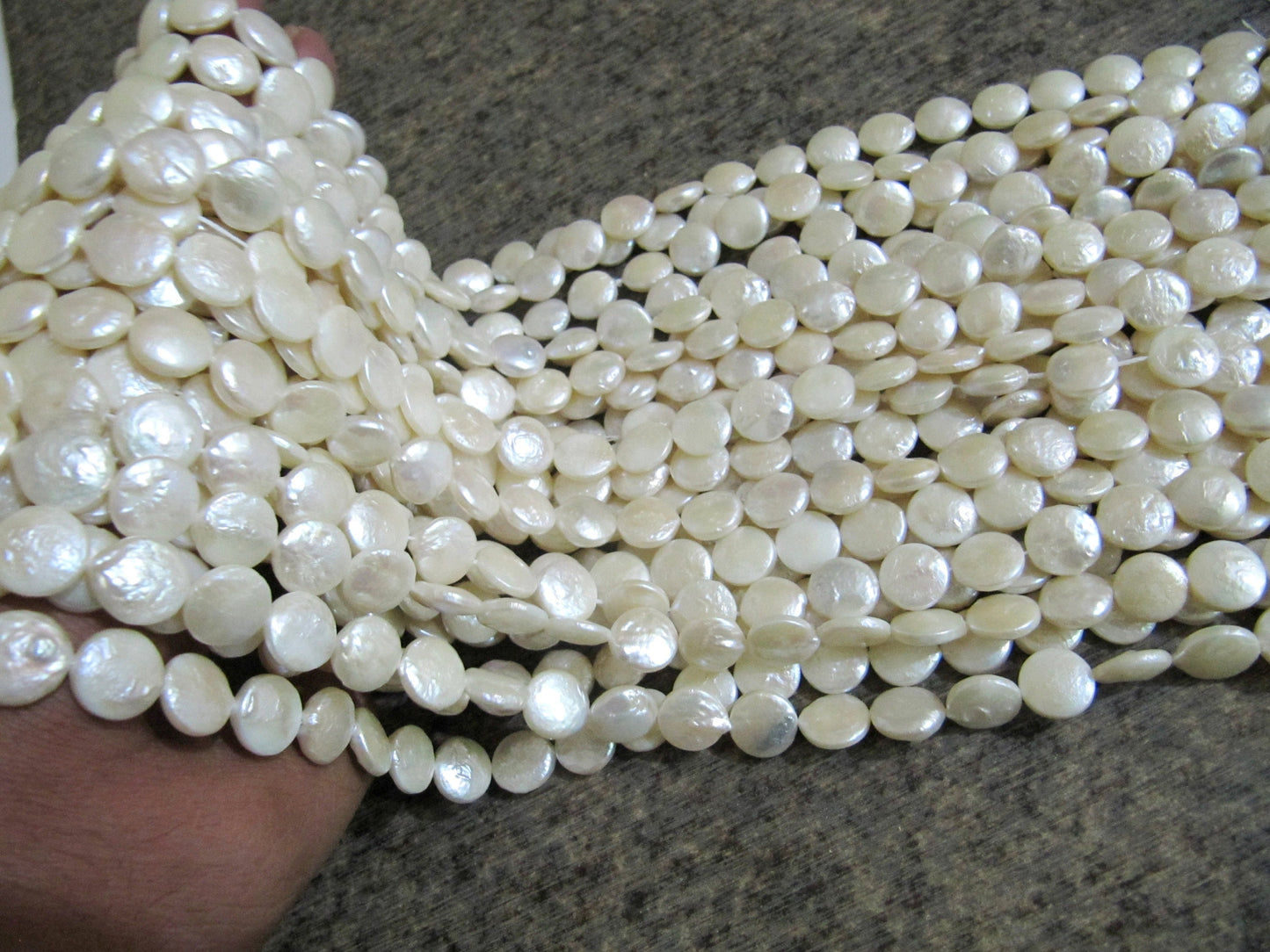Natural Pearl Coin Shape 11-12mm Size Beads Strand 16 inches Long Jewelry Making Untreated Pearl Beads sold per strand 15 inch