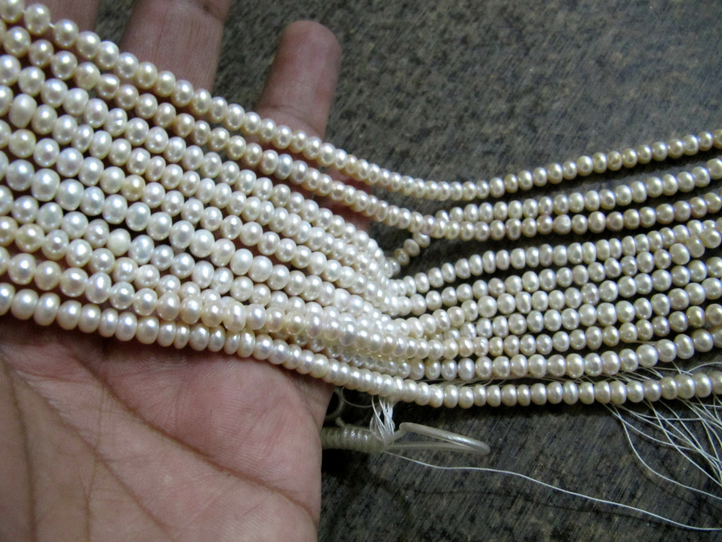 Natural Fresh water Pearl Rondelle Plain Smooth White Pearl 5mm Size Beads Strand 16 inches Long Top Quality Jewelry Making Gemstone Beads
